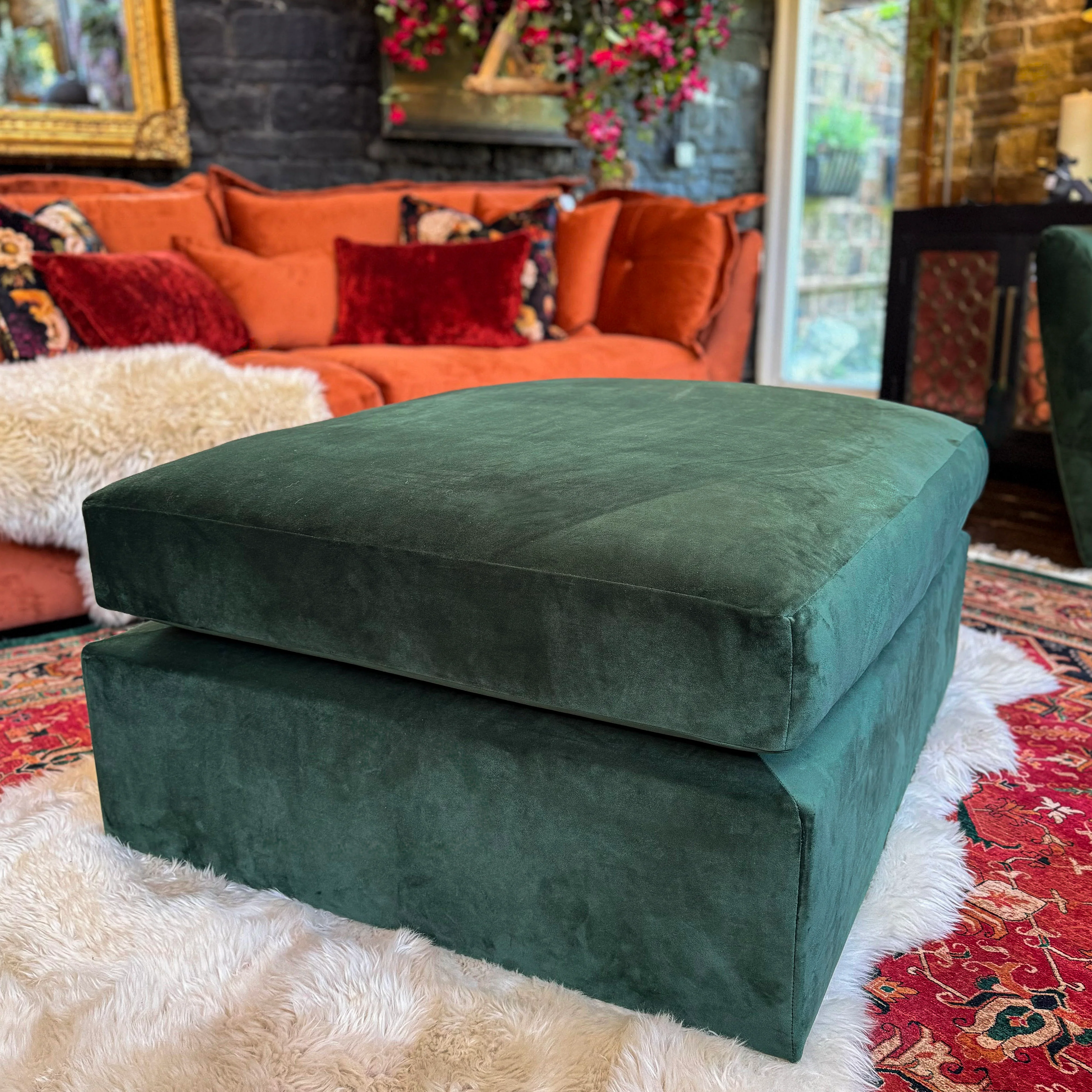 Moorland Footstool in Plush Velvet - Image 6