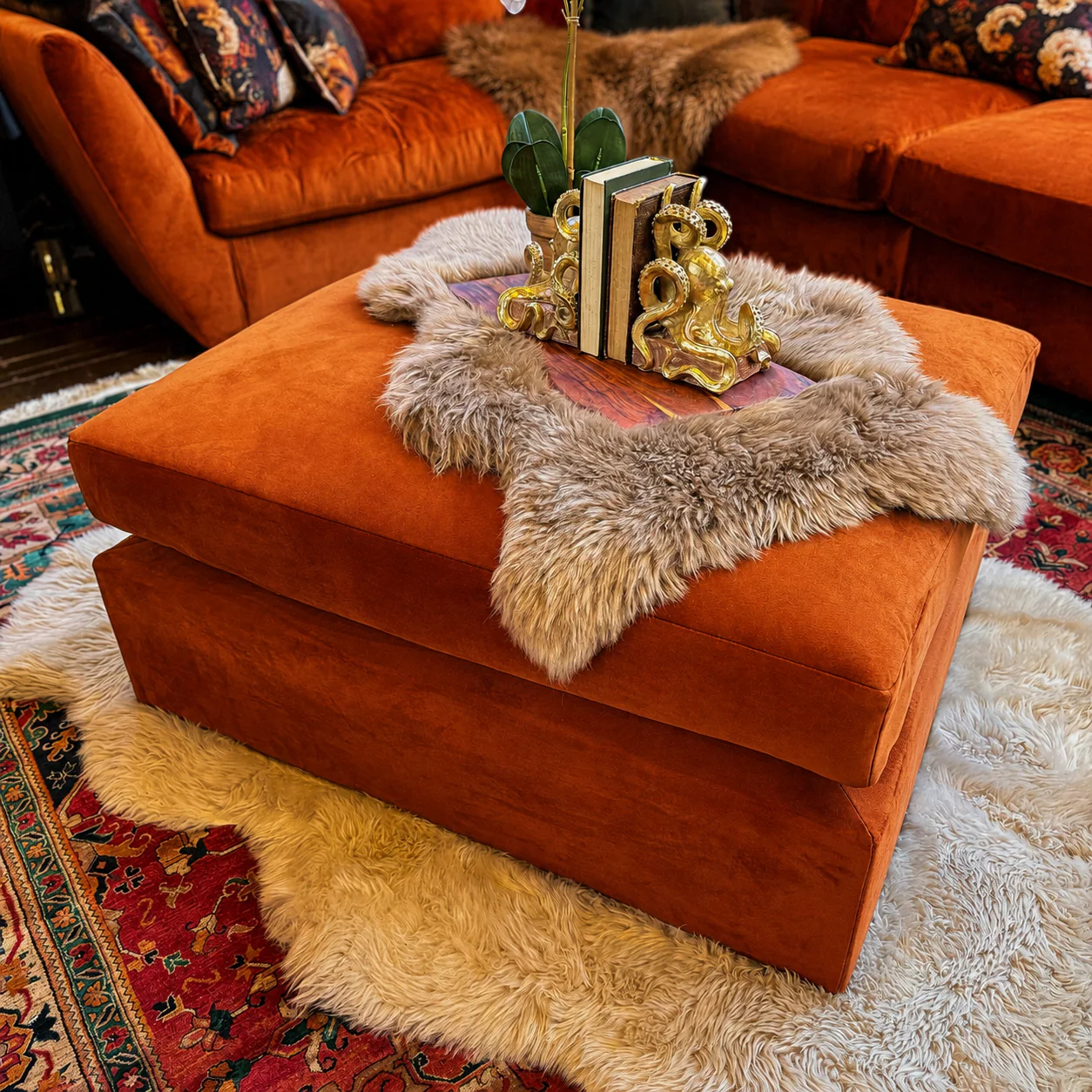 Moorland Footstool in Plush Velvet - Image 7