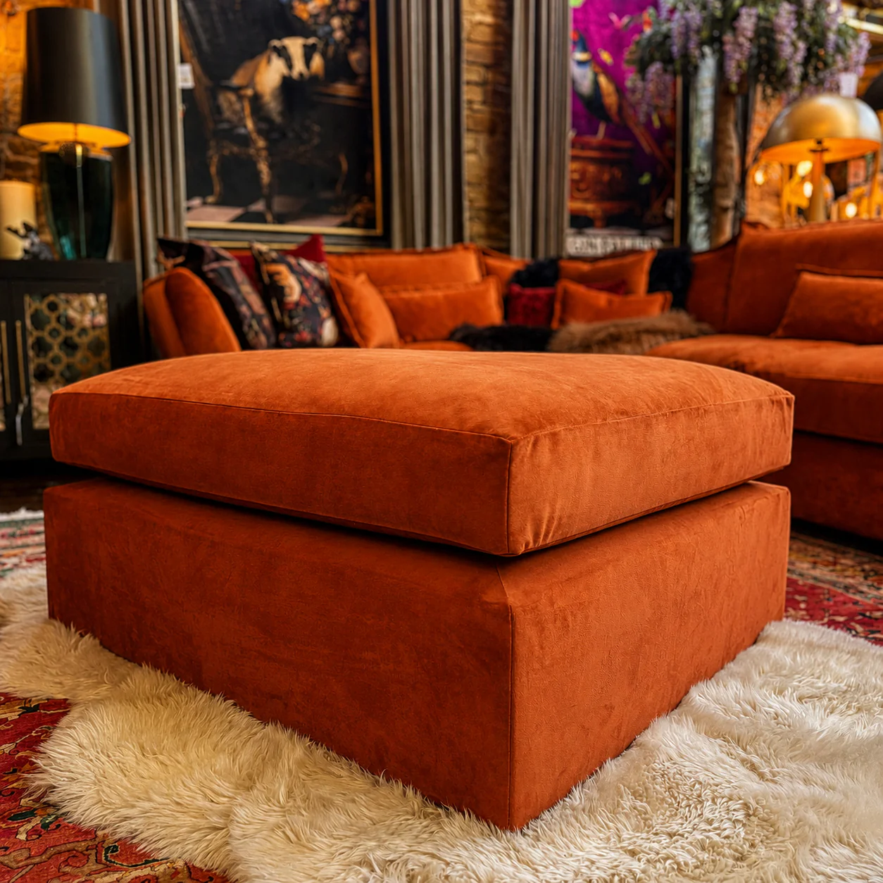 Moorland Footstool in Plush Velvet - Image 8