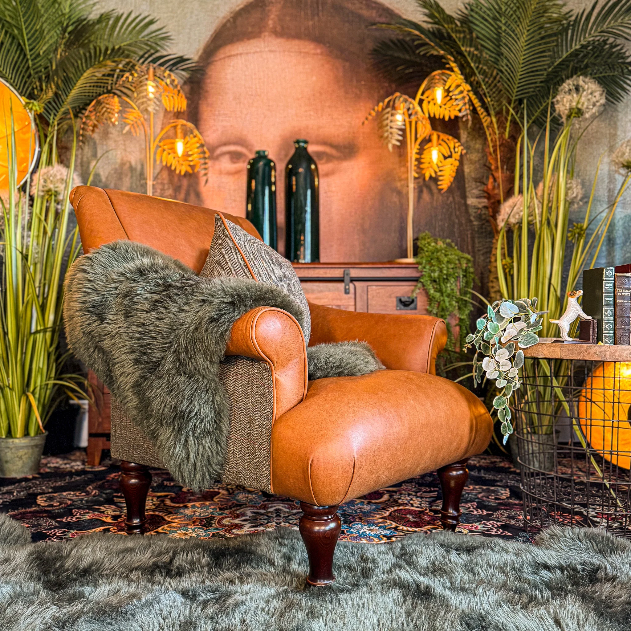 Osborn Armchair in Amalfi Brandy & Green Tweed - Image 4