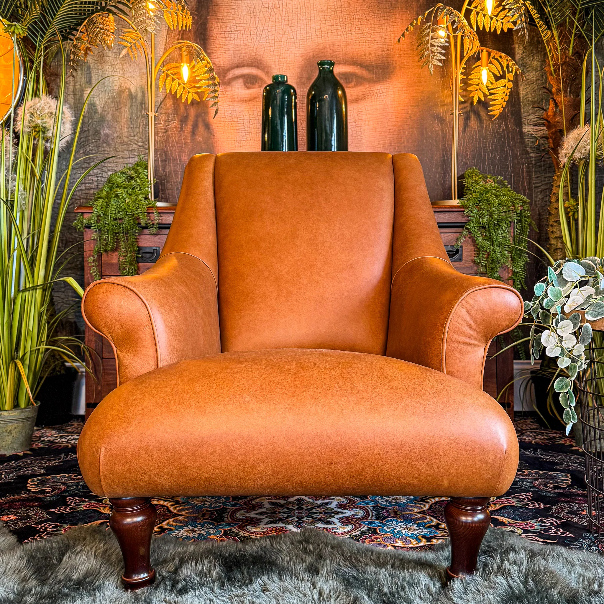Osborn Armchair in Amalfi Brandy & Green Tweed - Image 5