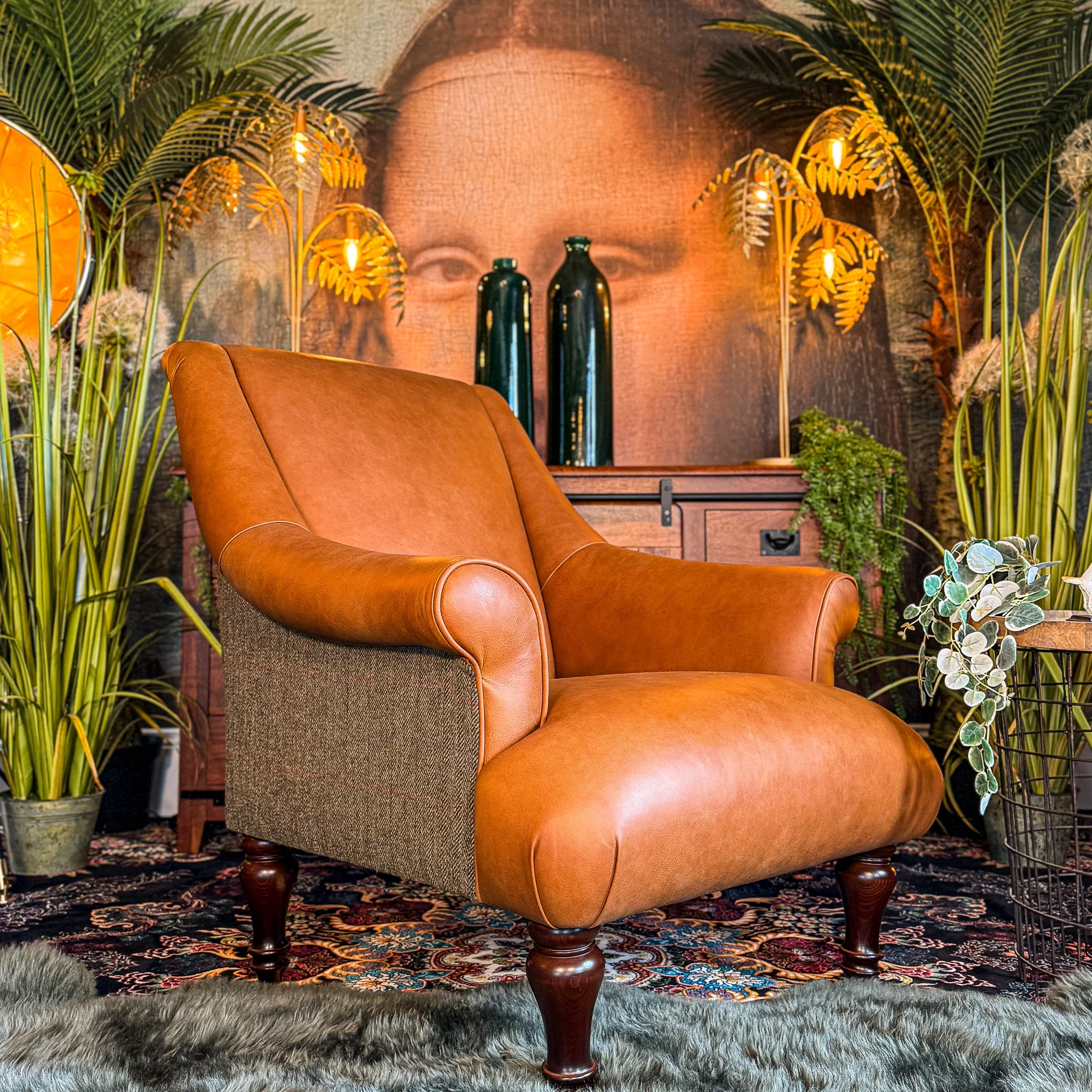 Osborn Armchair in Amalfi Brandy & Green Tweed - Image 6