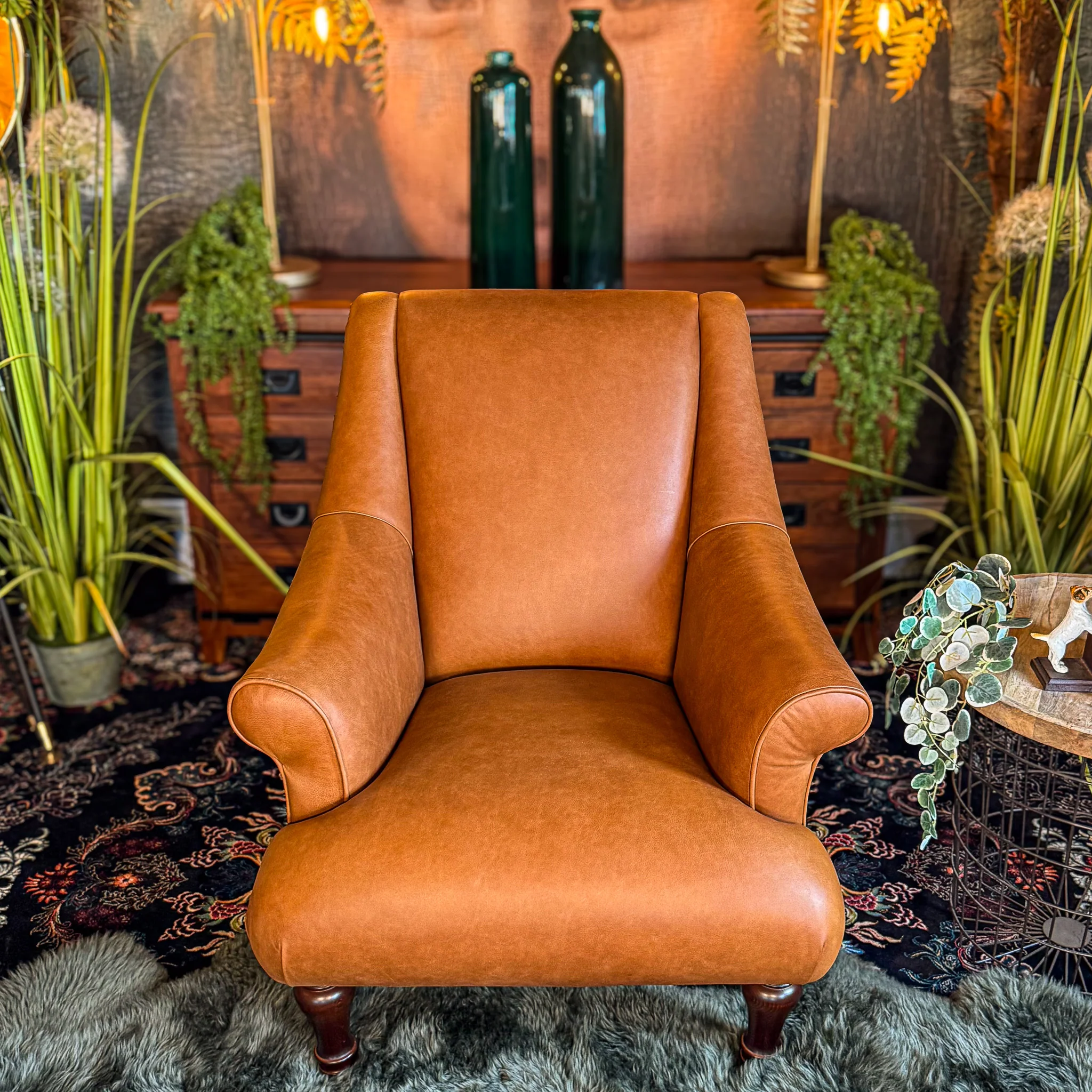 Osborn Armchair in Amalfi Brandy & Green Tweed - Image 7