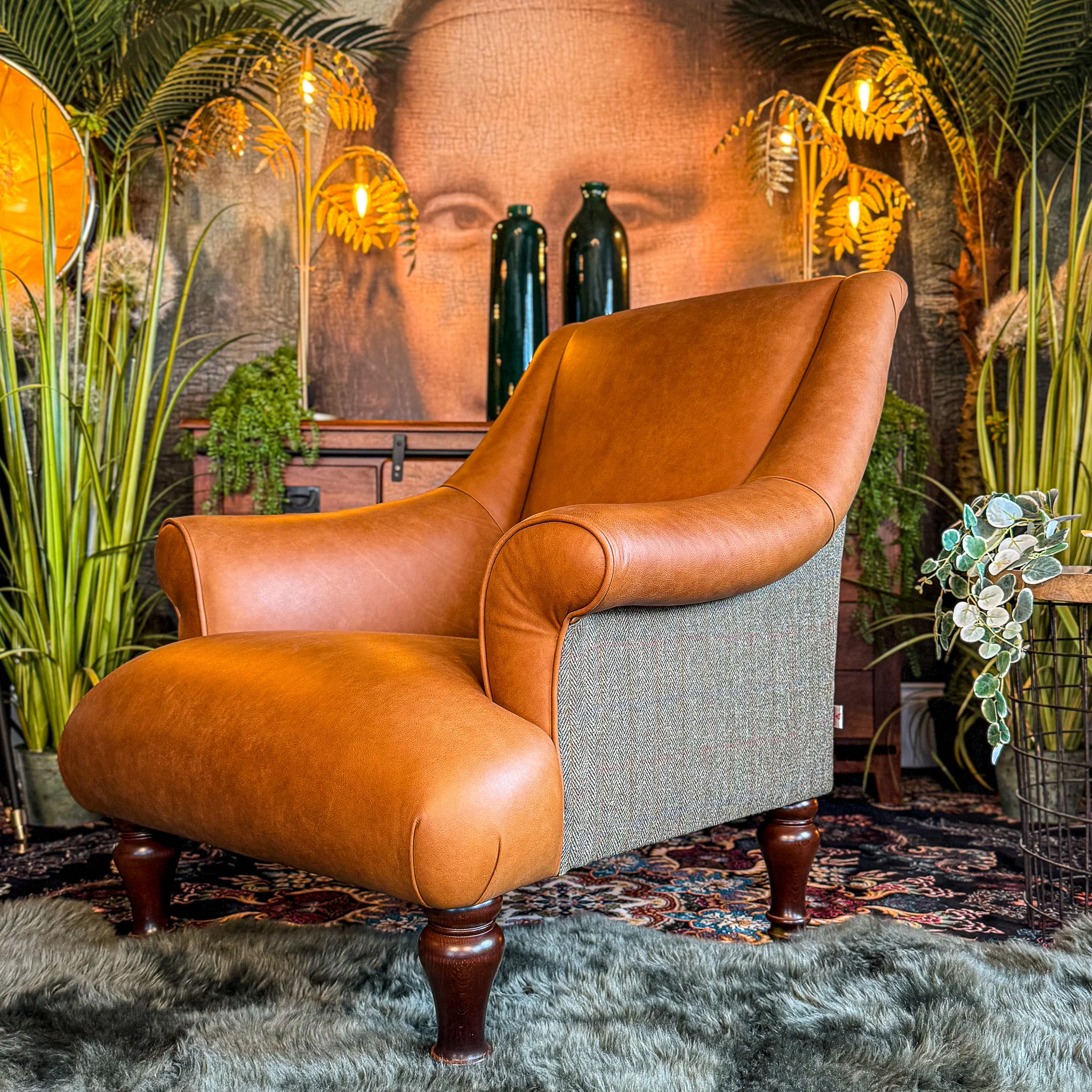 Osborn Armchair in Amalfi Brandy & Green Tweed - Image 8