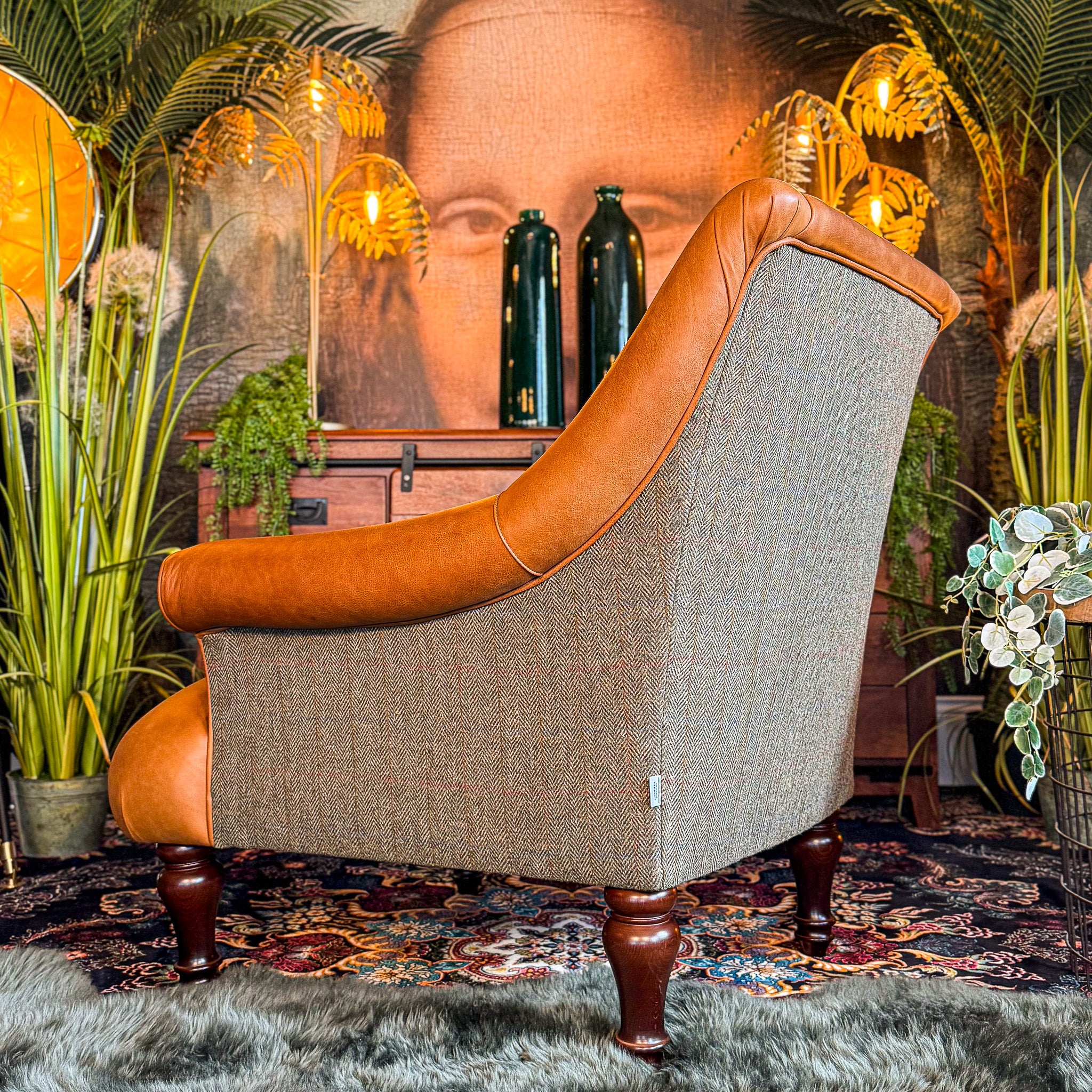 Osborn Armchair in Amalfi Brandy & Green Tweed - Image 9