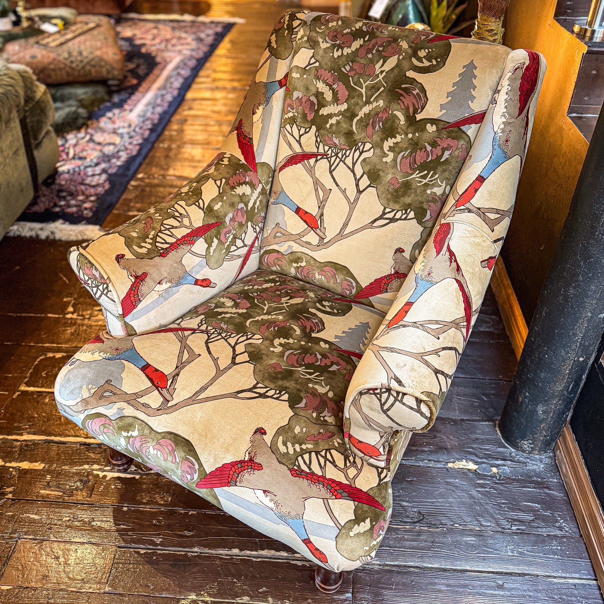 Osborn Armchair in Mulberry Flying Ducks Velvet - Image 5