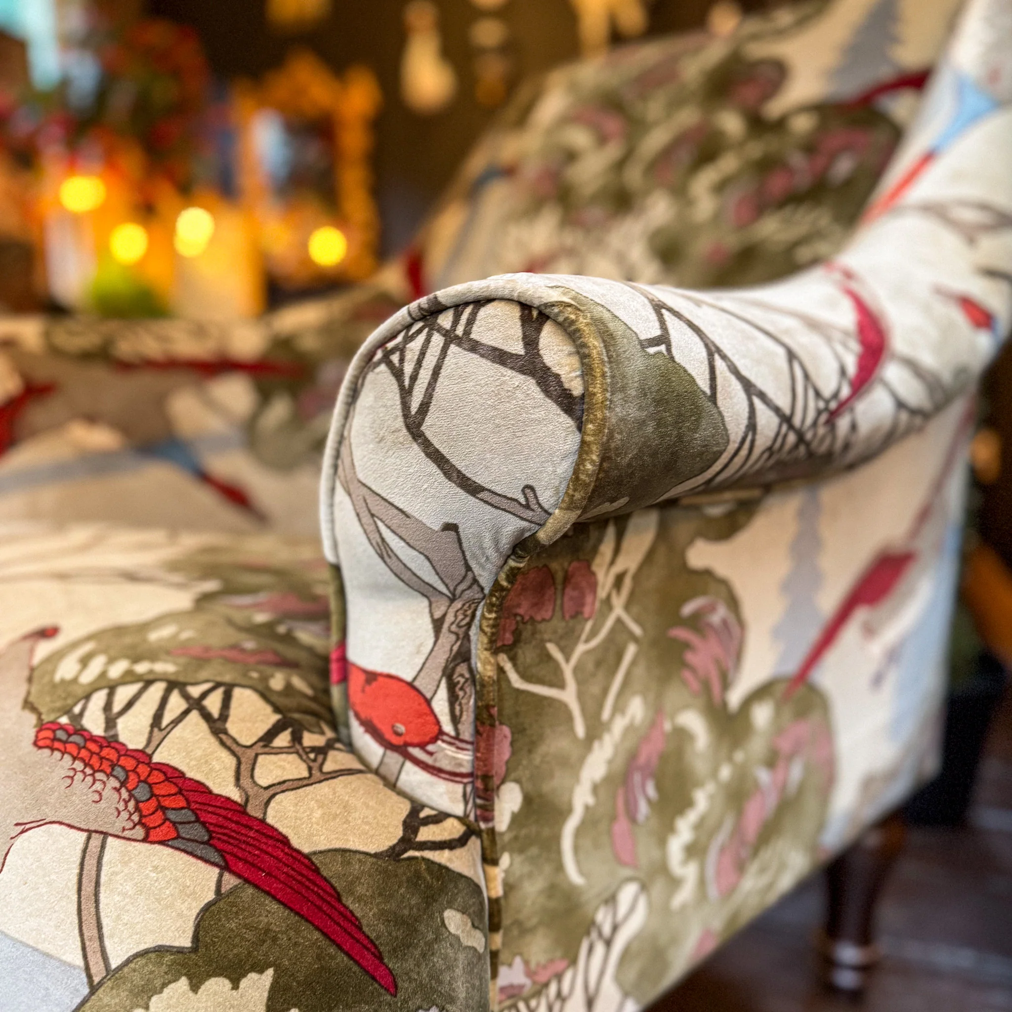 Osborn Armchair in Mulberry Flying Ducks Velvet - Image 6
