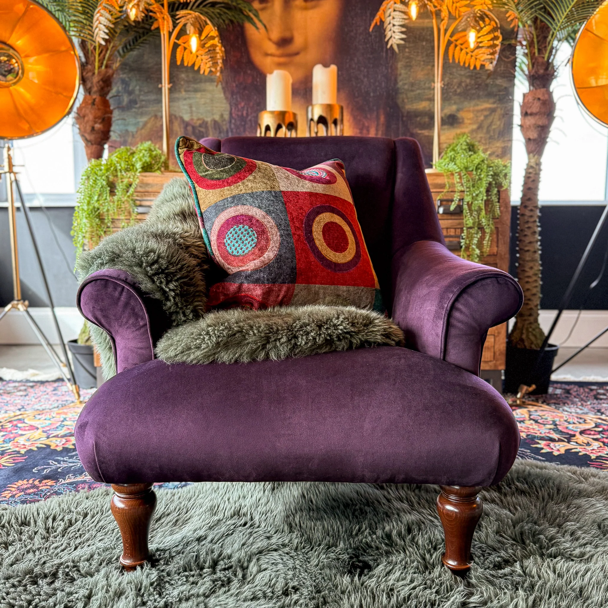Osborn Armchair in Plum and Mulberry Purple Dress Circle - Image 3