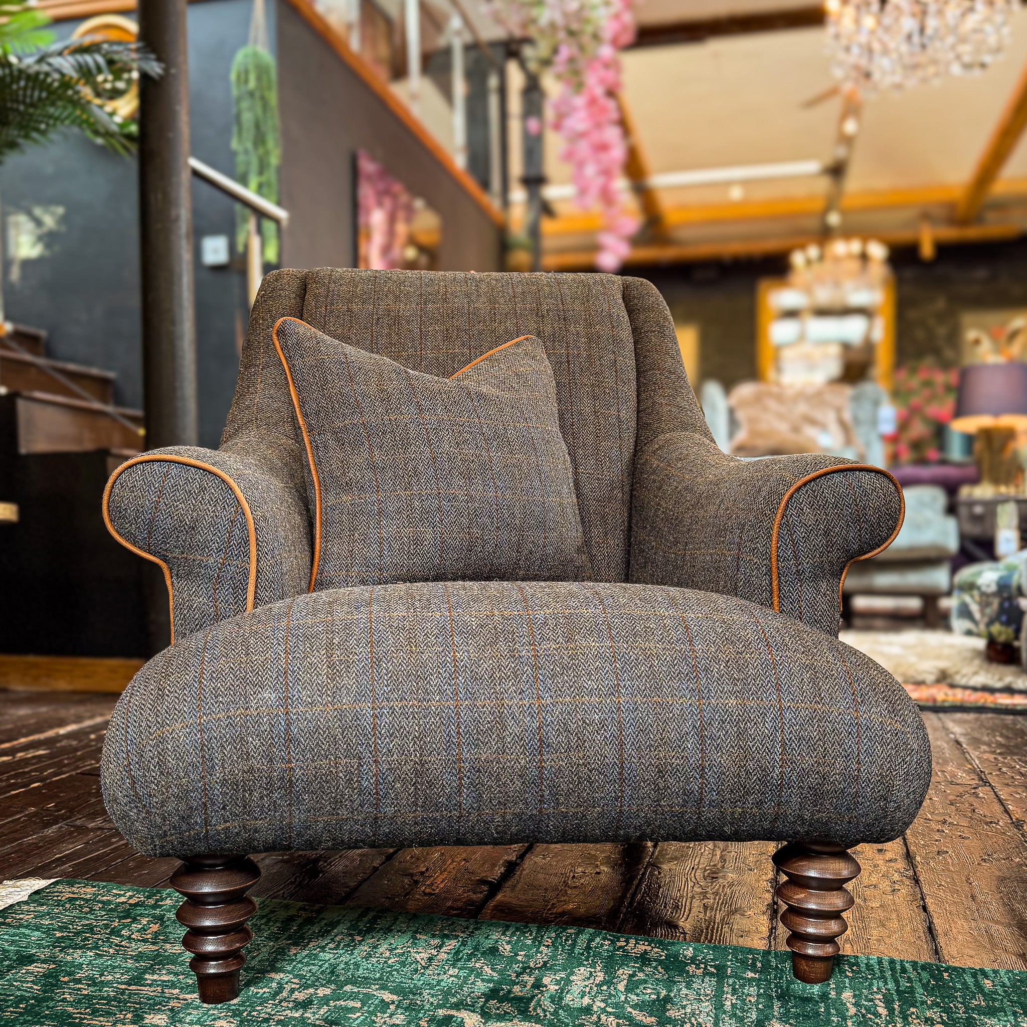 Osborn Armchair in Harris Tweed Grey - Image 4