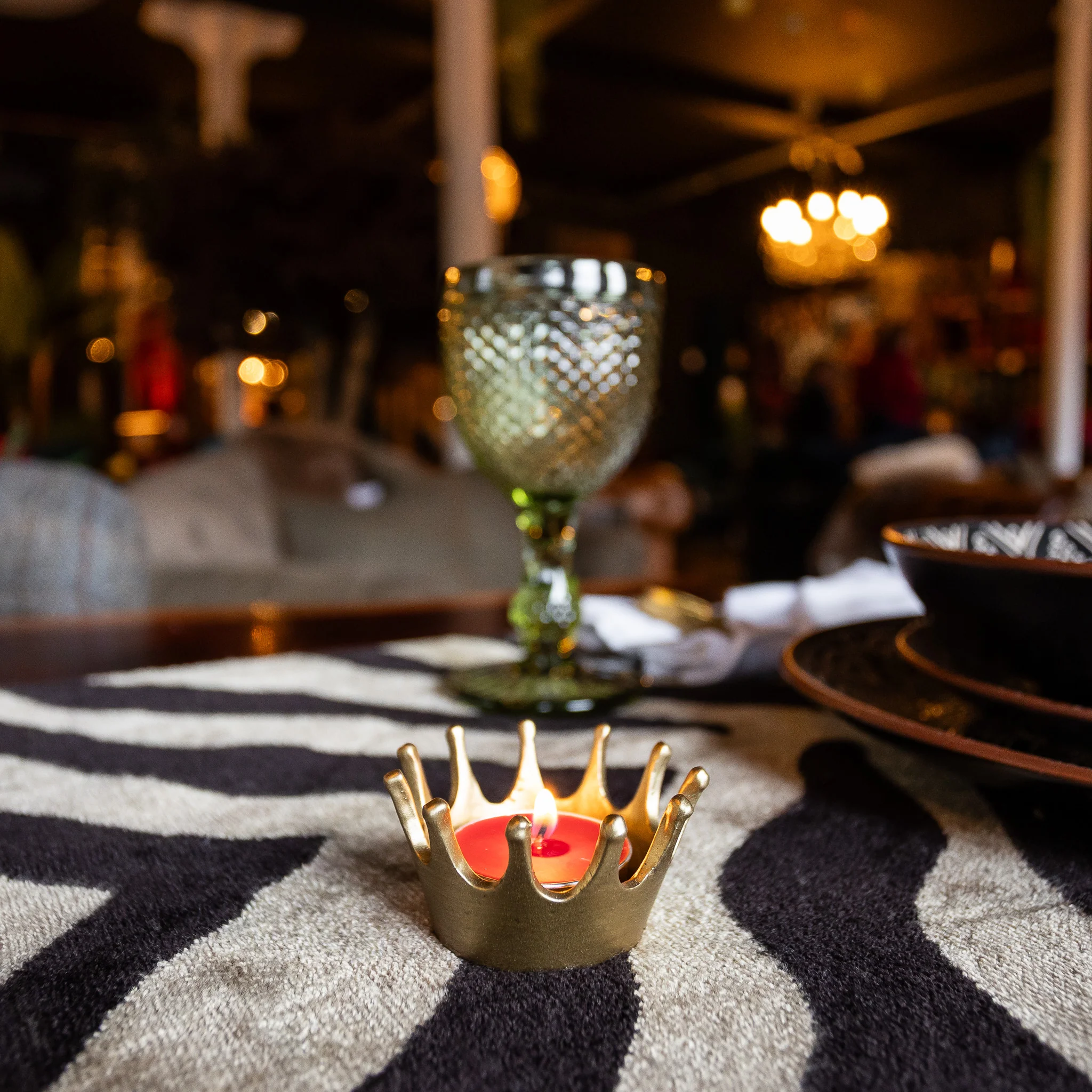 Pair of Gold Crown Tealight Holders - Clearance - Image 2