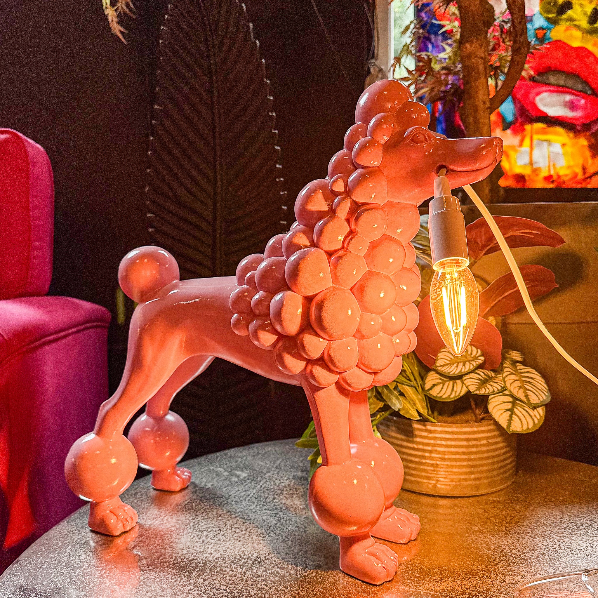 Pink Poodle Standing Lamp