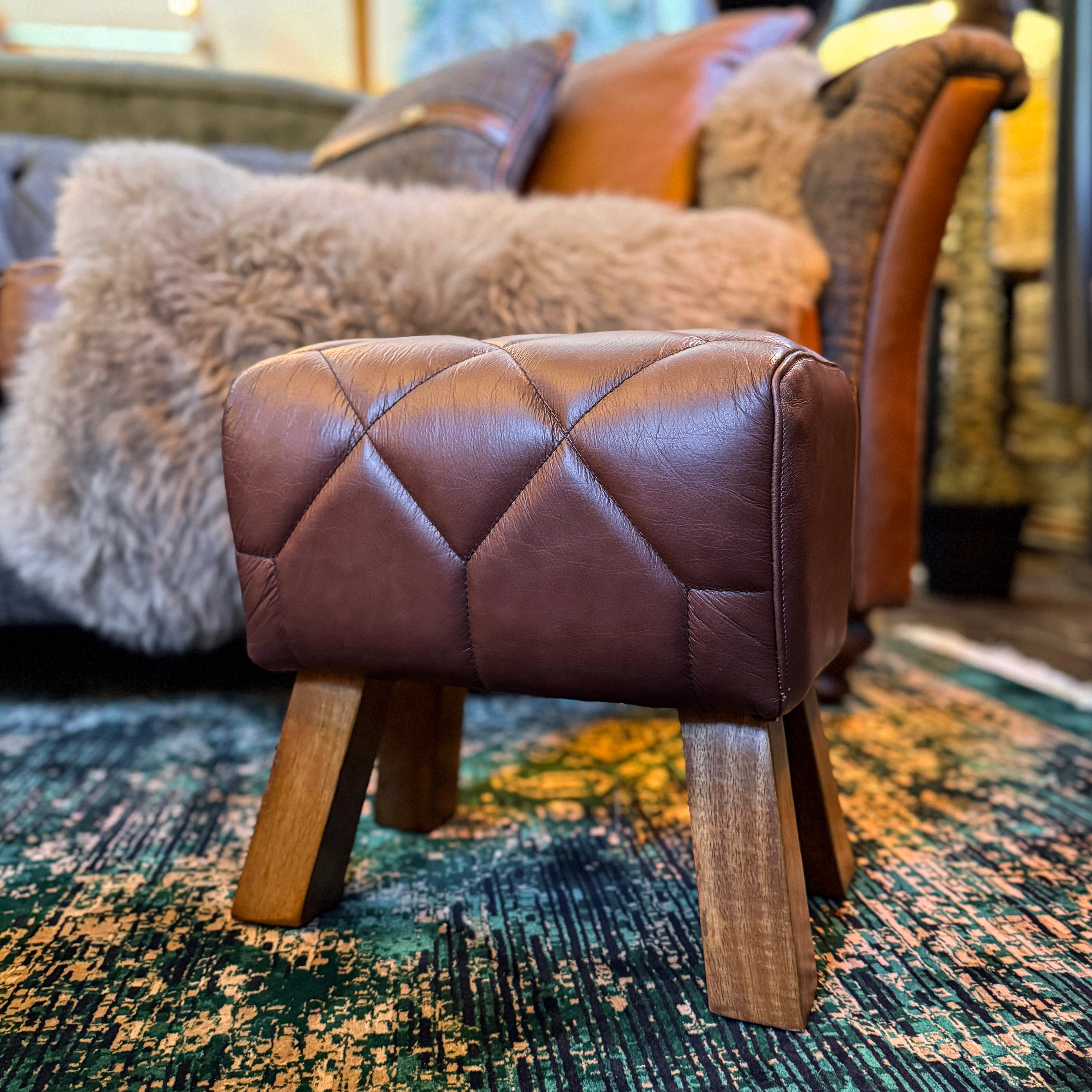 Pommel Horse Footstool in Leather - New - Image 4
