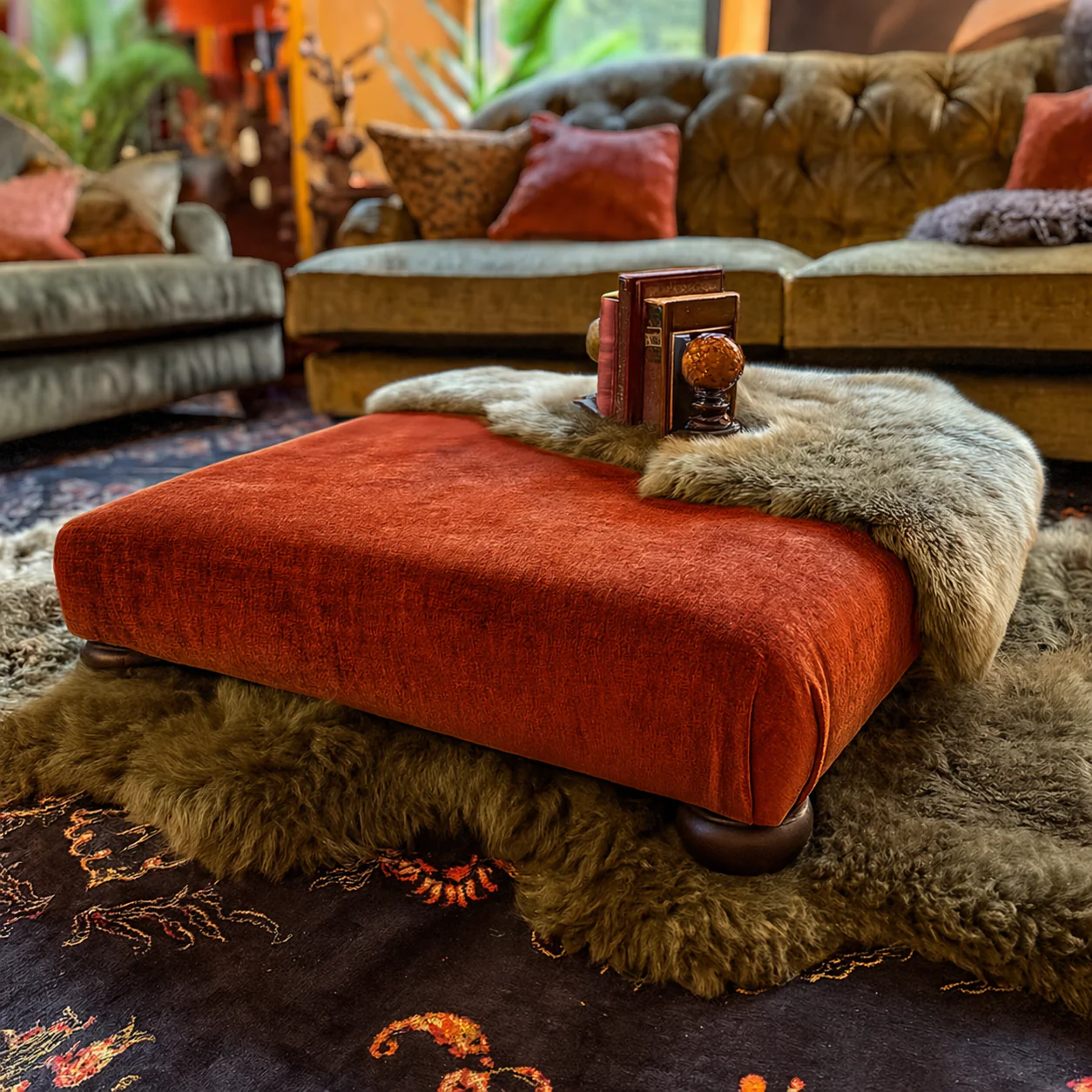 Pudding Footstool in Velvet - Image 2
