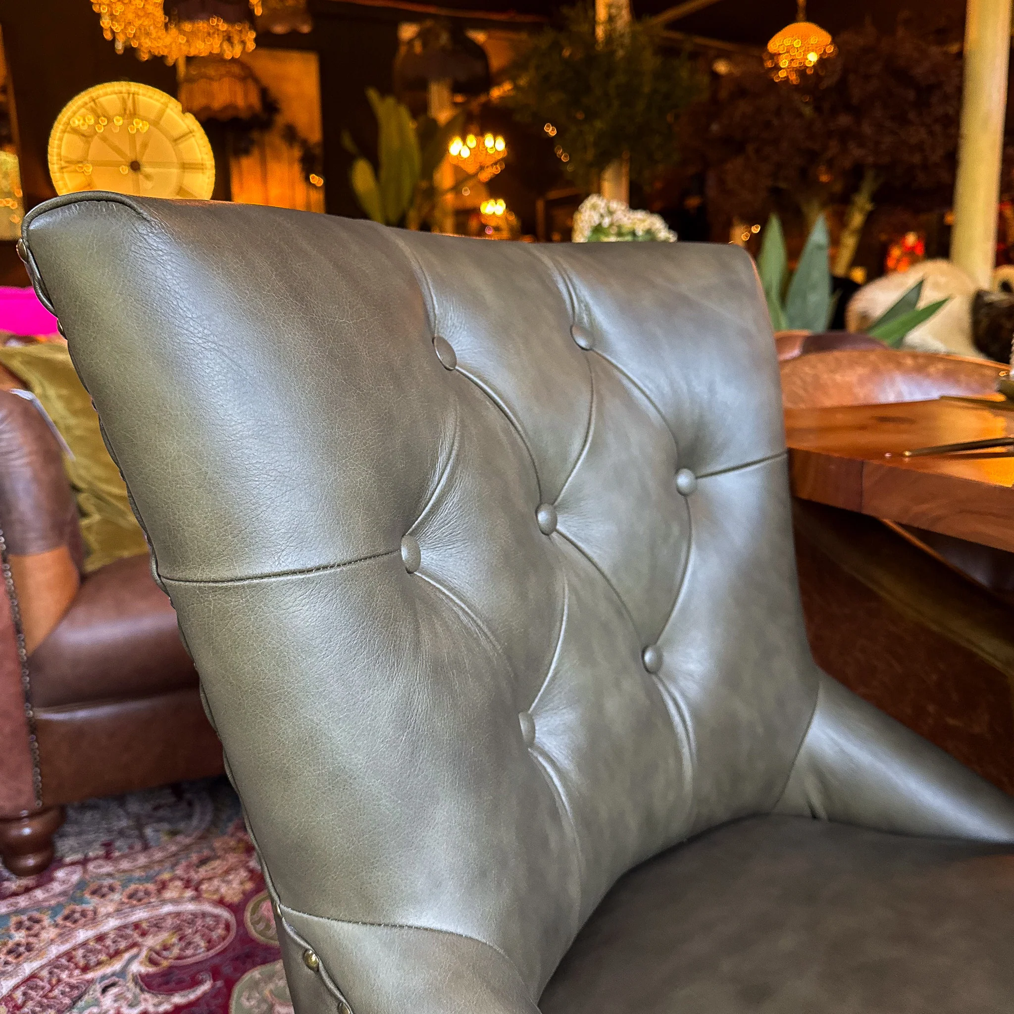 Riley Chesterfield Dining Chair in Leather - New - Image 14