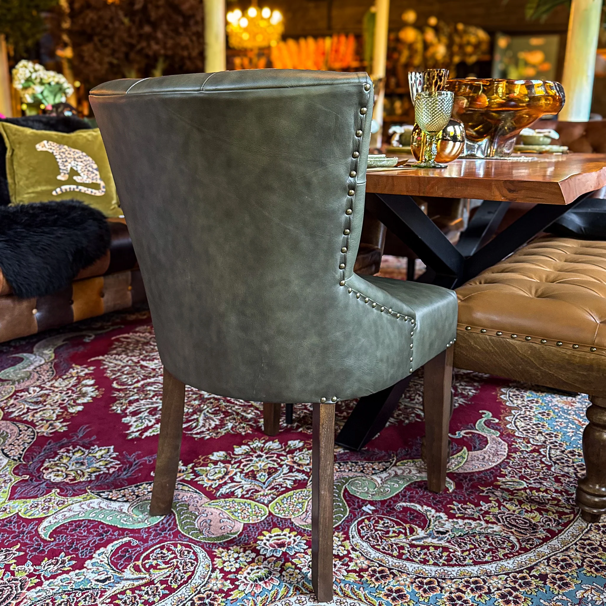 Riley Chesterfield Dining Chair in Leather - New - Image 15