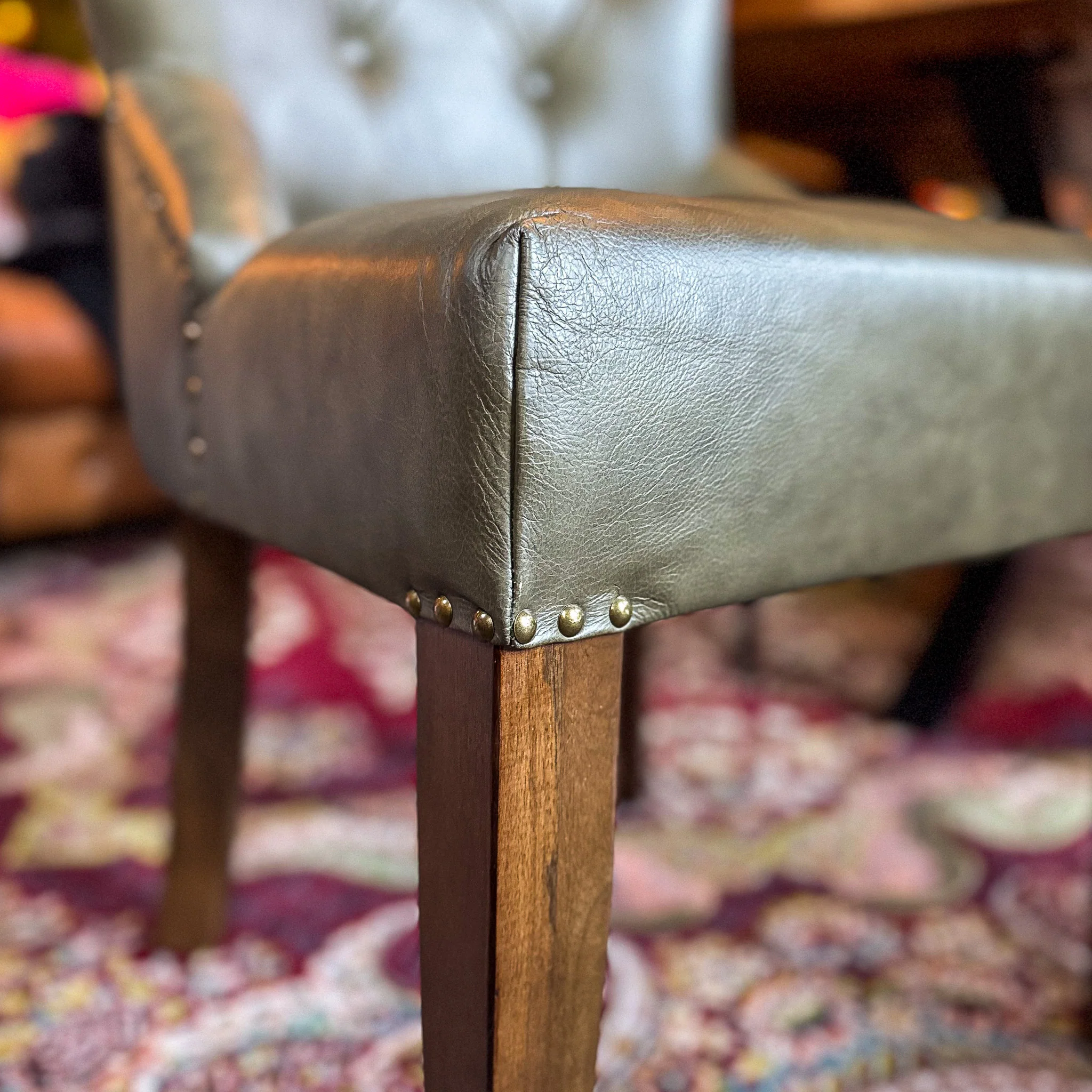 Riley Chesterfield Dining Chair in Leather - New - Image 16
