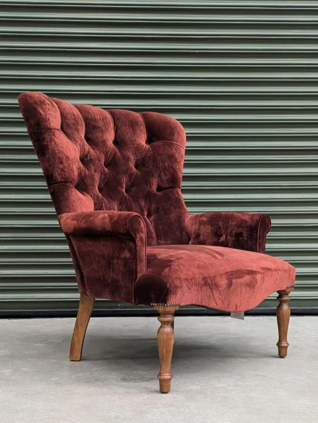 Selfridges Buttoned Wing Back Chair in Botega Cognac - Image 3