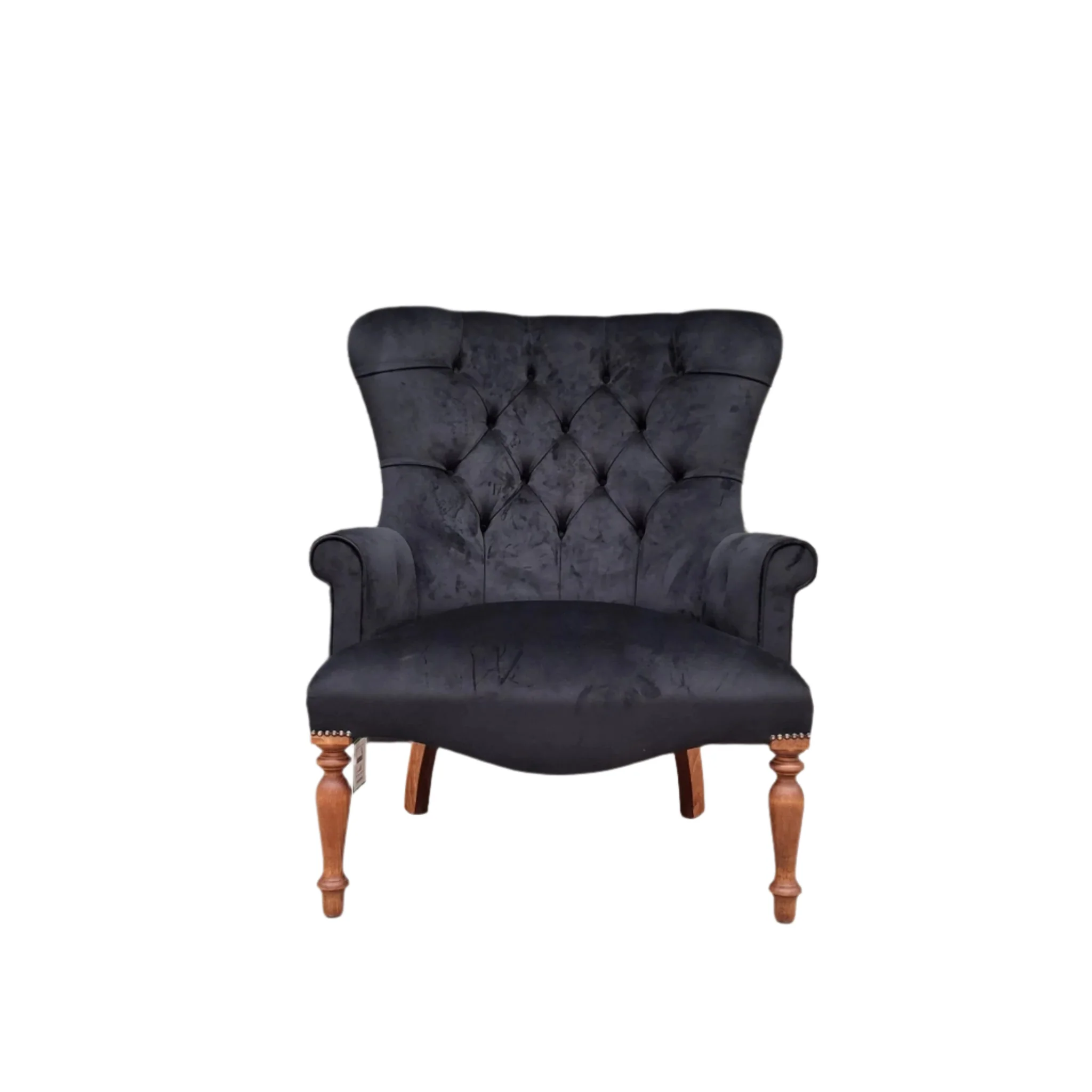 Selfridges Buttoned Wing Back Chair in Plush Ebony & Wall of Portraits - New - Image 6