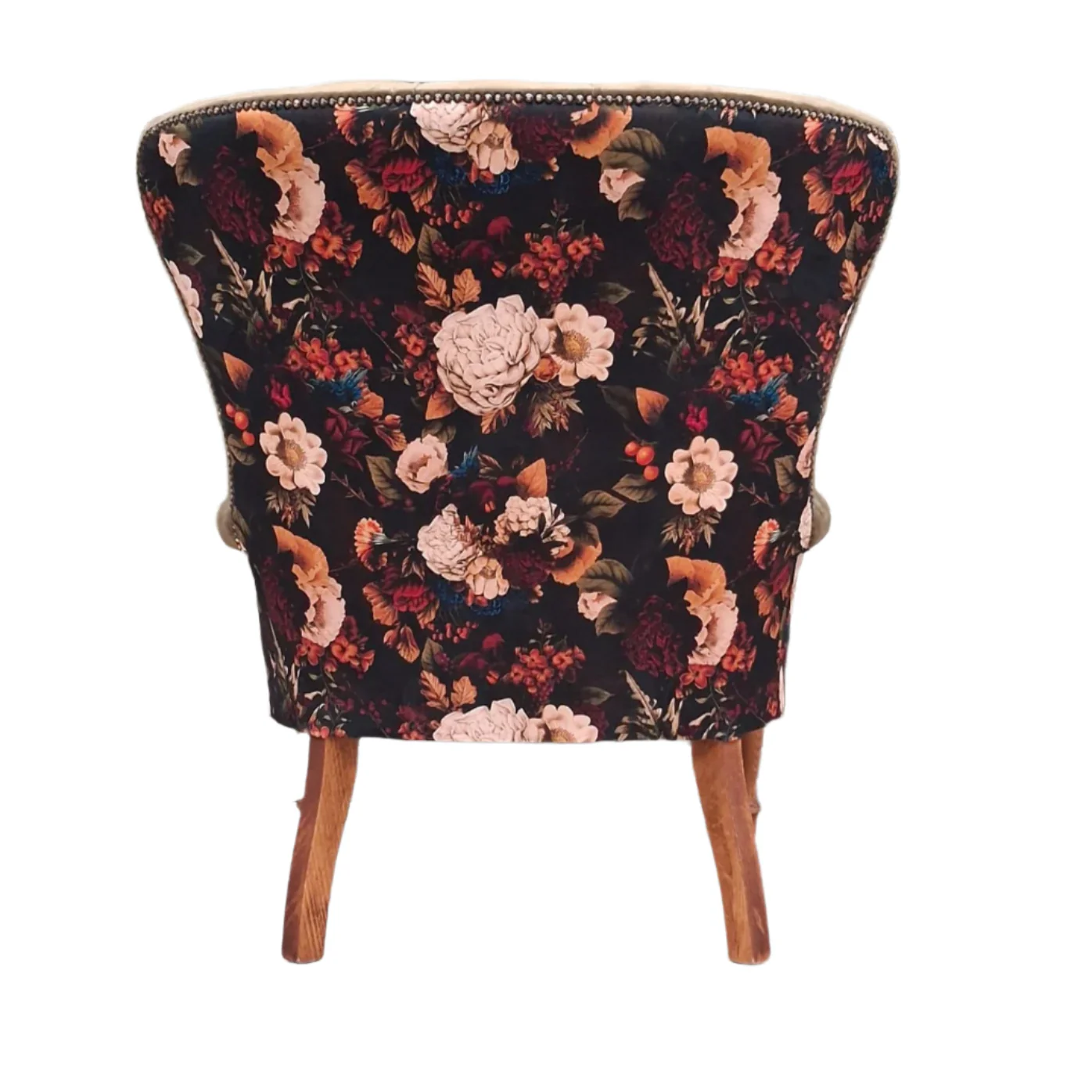 Selfridges Buttoned Wing Back Chair in Plush Khaki & Willow Dusk - New - Image 9