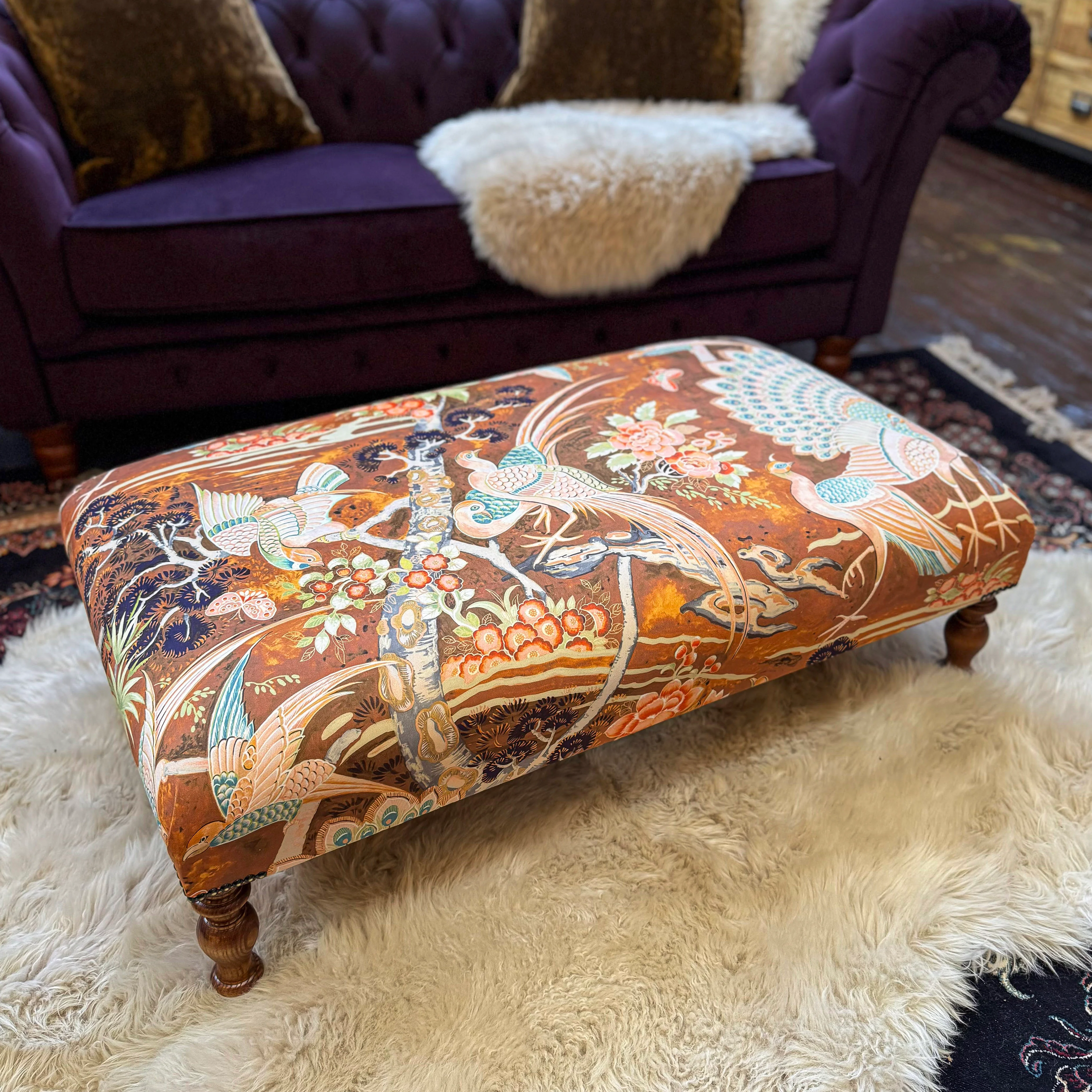 Selfridges Deluxe Footstool in Orange Safari Peacock - New - Image 2