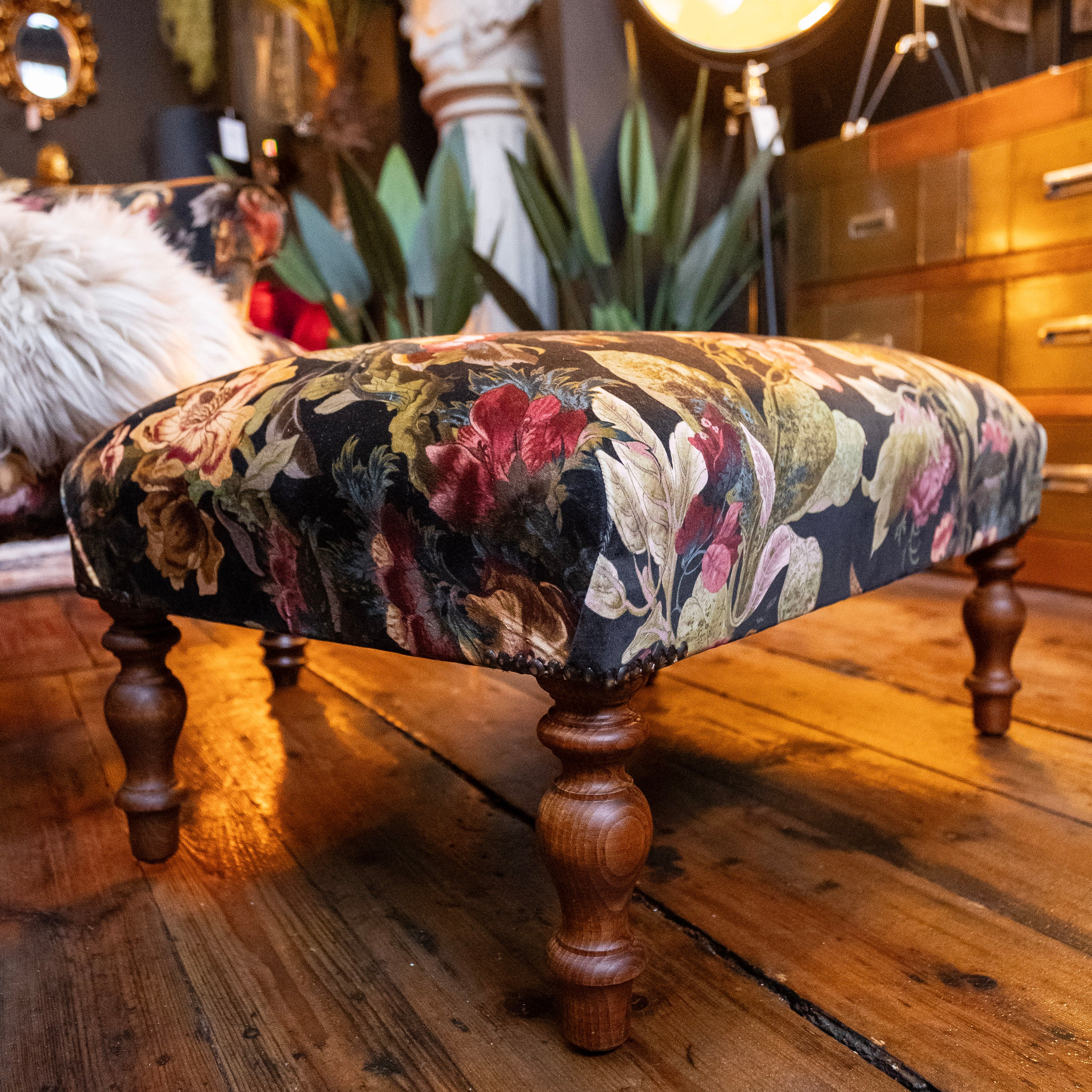 Selfridges Footstool in Hepworth Midnight Velvet - New - Image 3