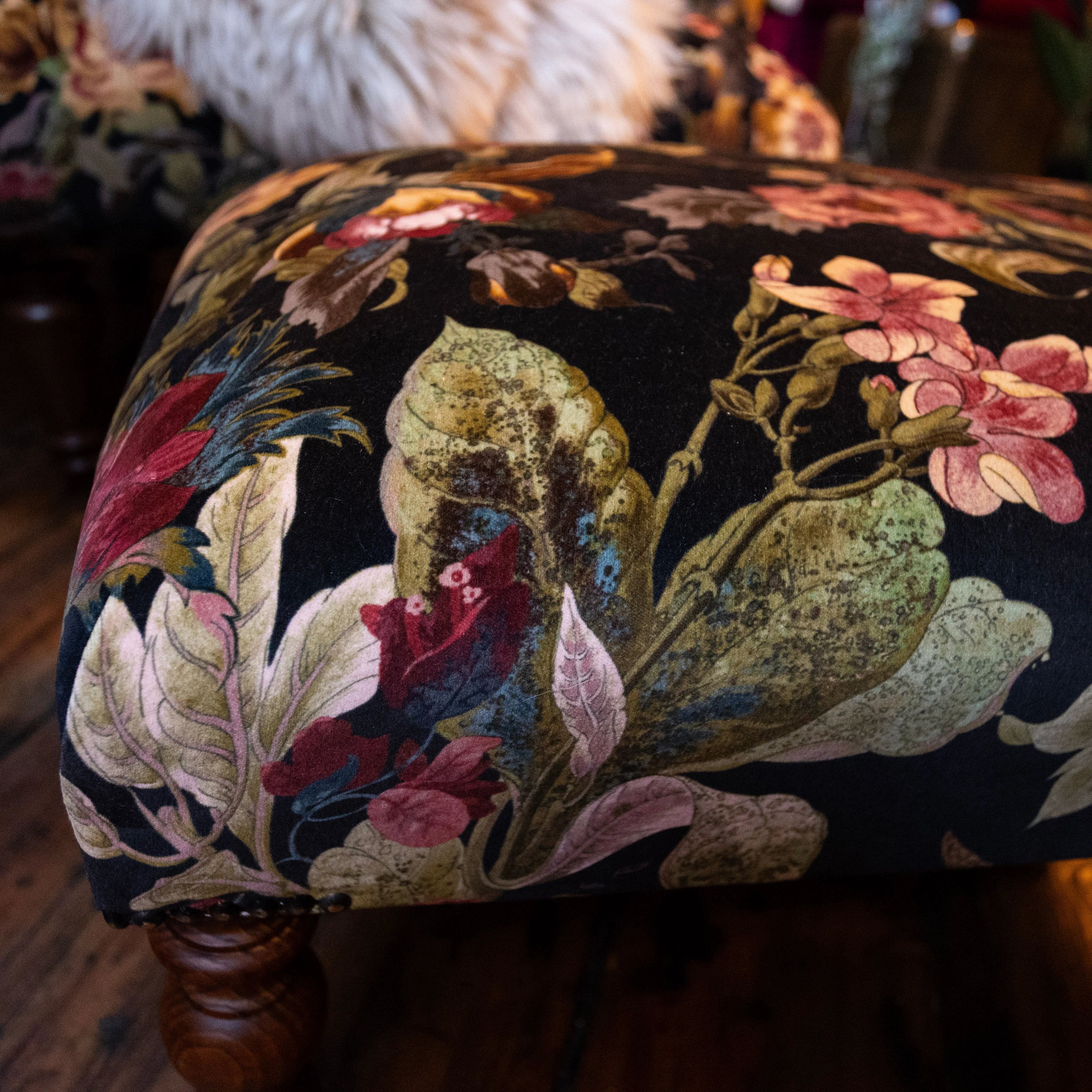 Selfridges Footstool in Hepworth Midnight Velvet - New - Image 4
