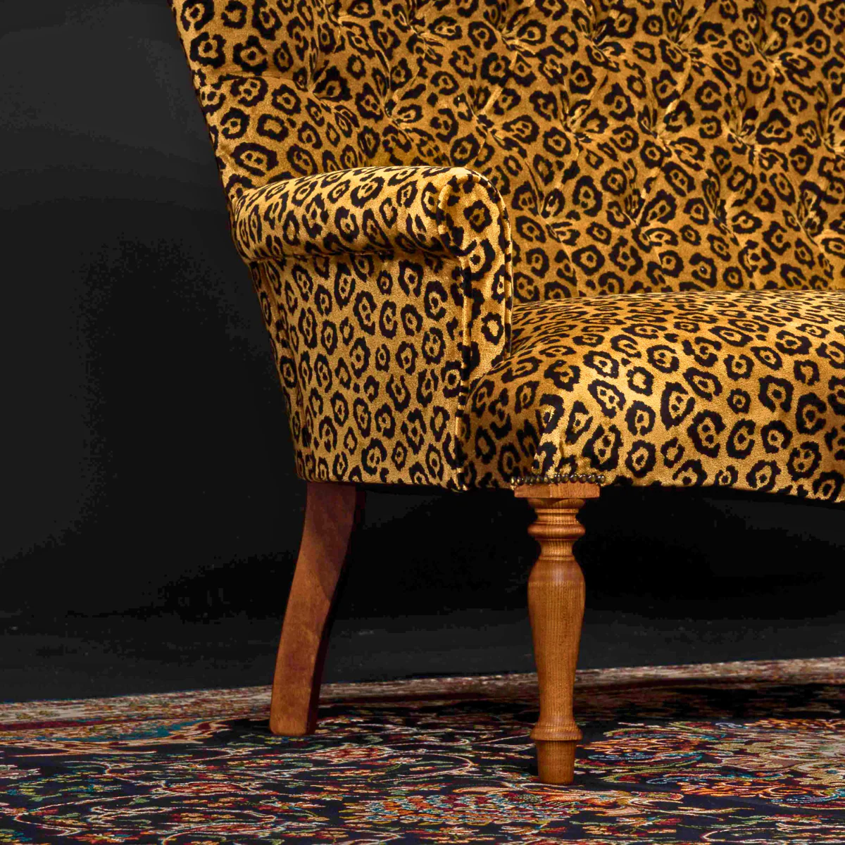 Selfridges Sofa in Leopard Gold Velvet - Image 4