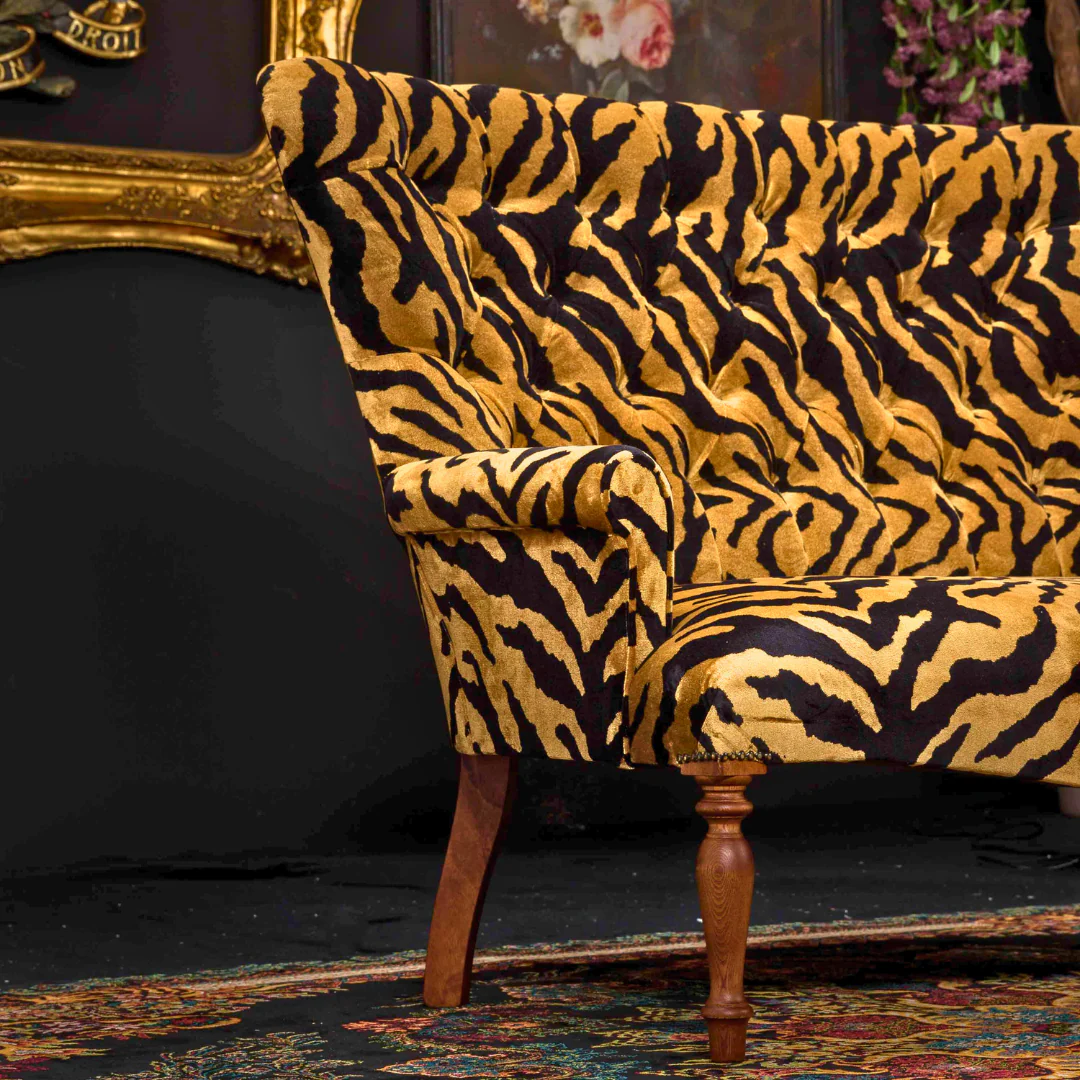 Selfridges Sofa in Zebra Gold Velvet - Image 7
