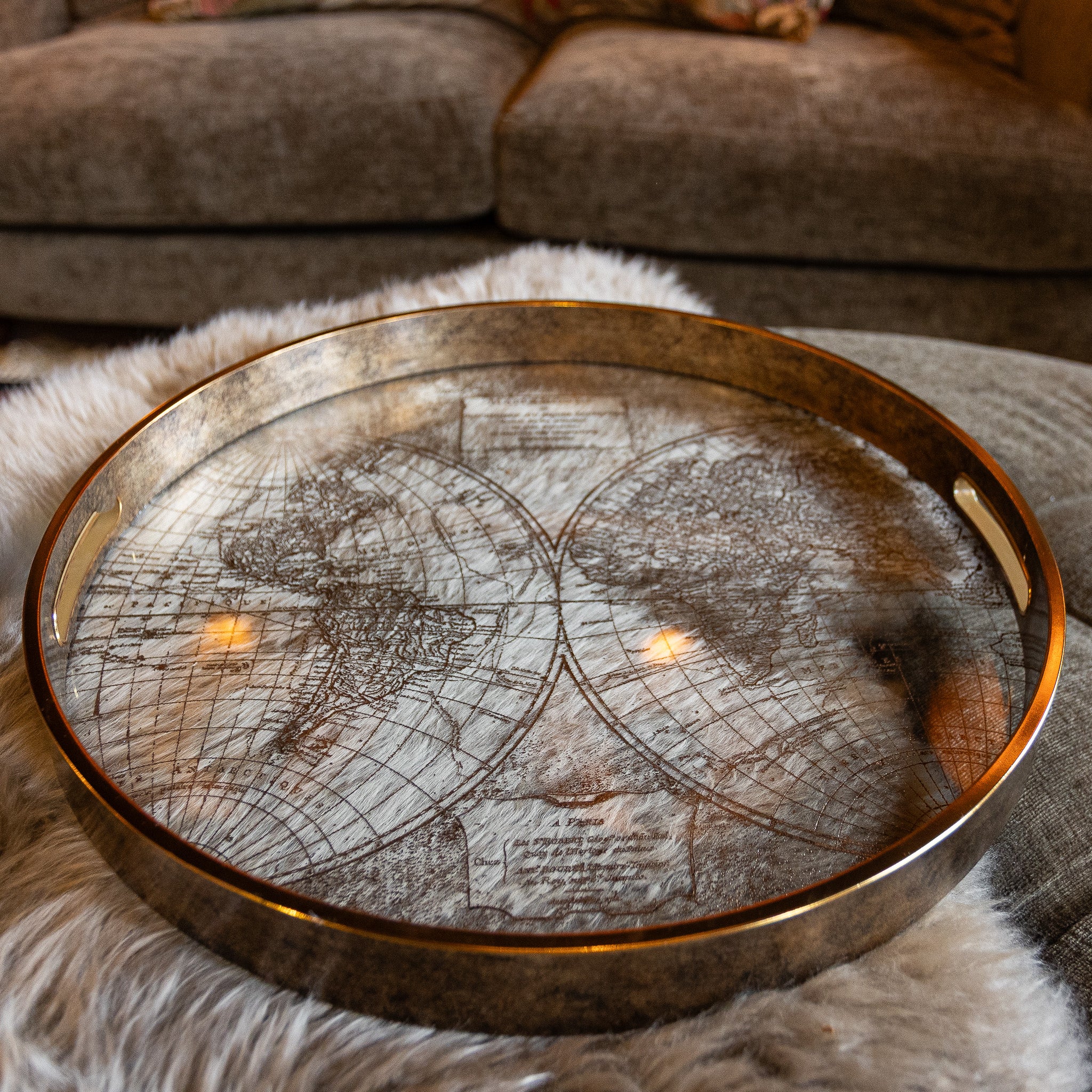 Set of 2 Gold World Map Trays - Image 2