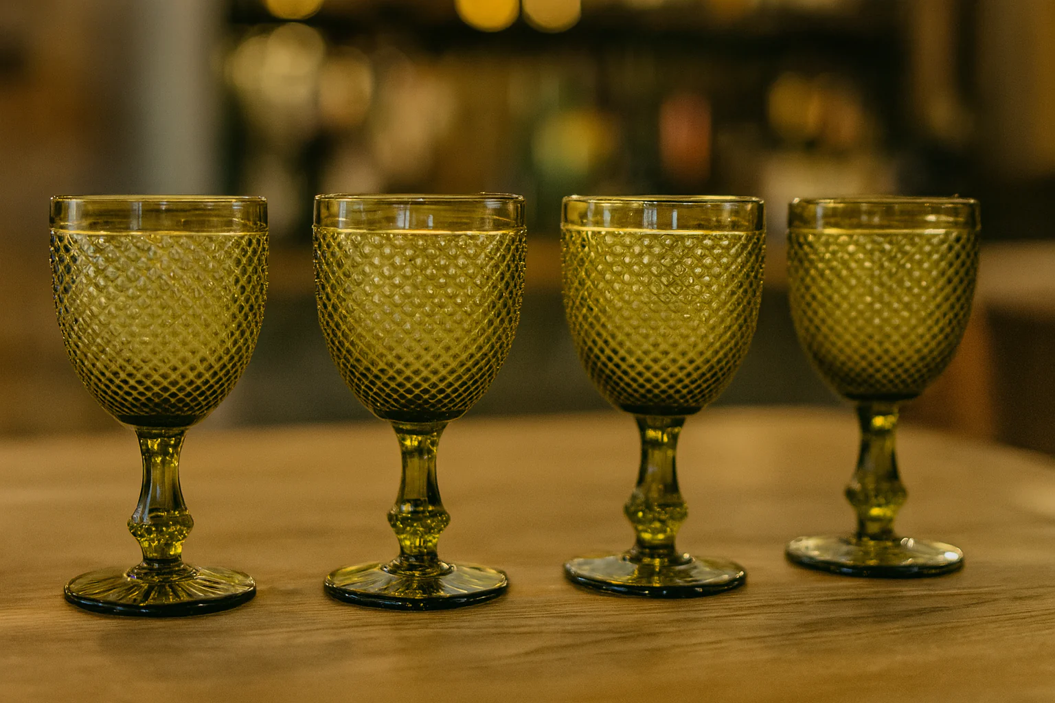 Set of 4 Wine Glasses in Olive Green - Image 4