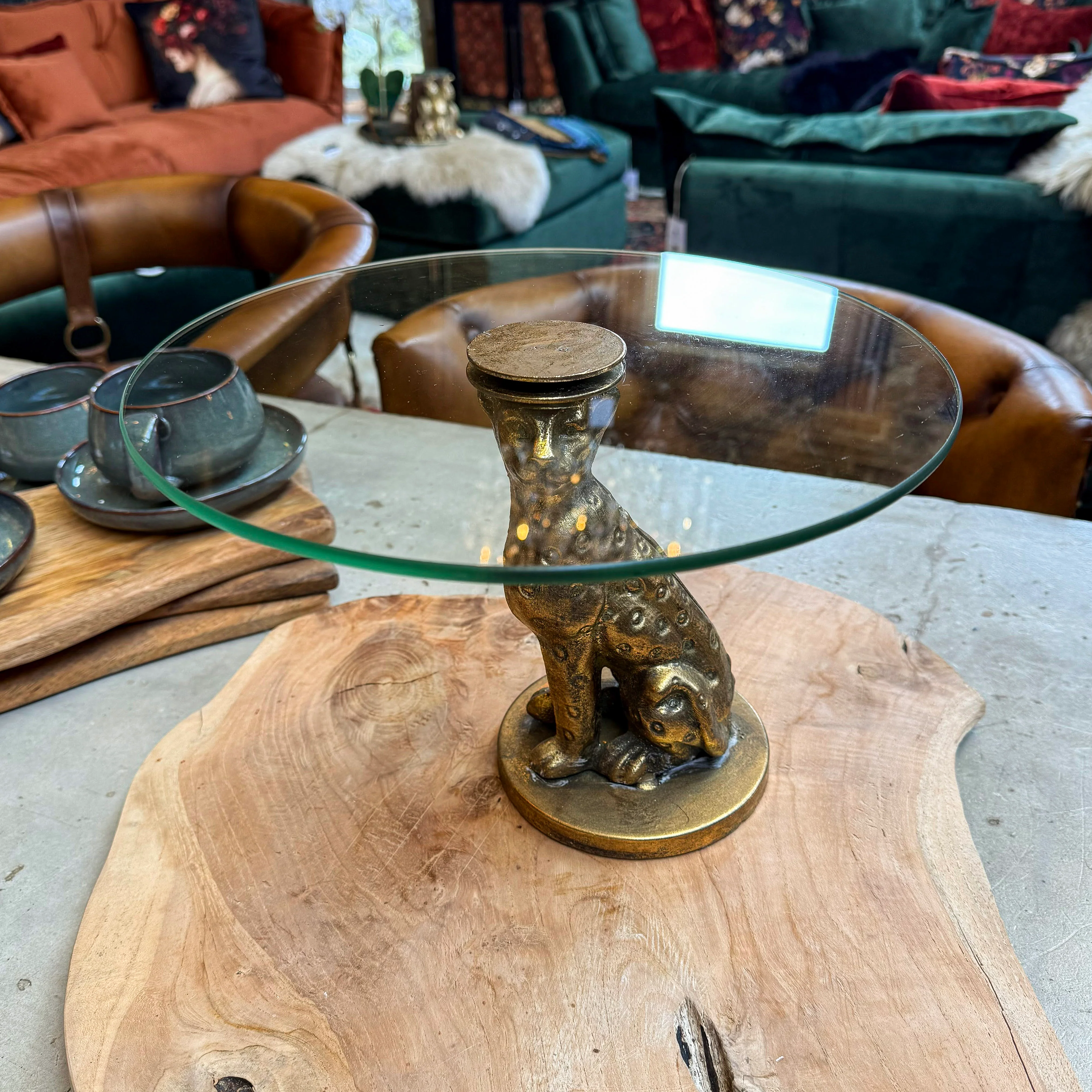 Small Leopard Stand with Glass Top - Image 4