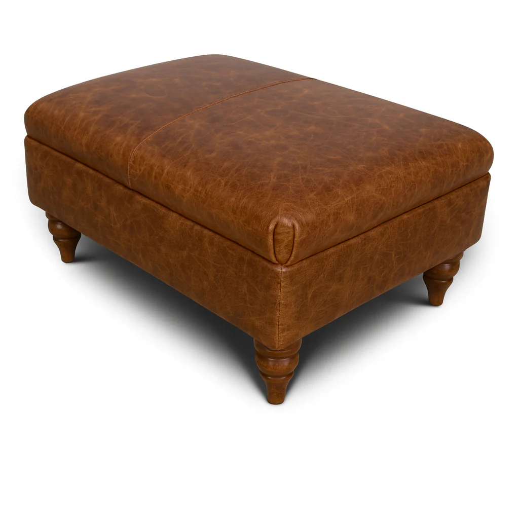 Theodore Footstool in Leather - Image 3