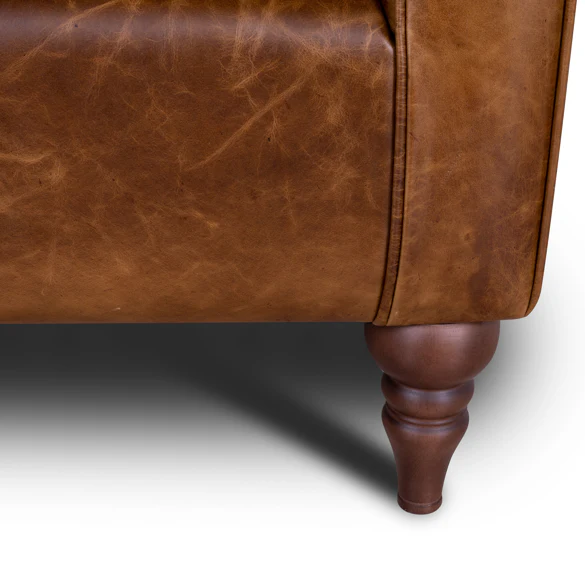 Theodore Wing Chair in Saddle Tan & Derwent Olive Velvet - Clearance - Image 11