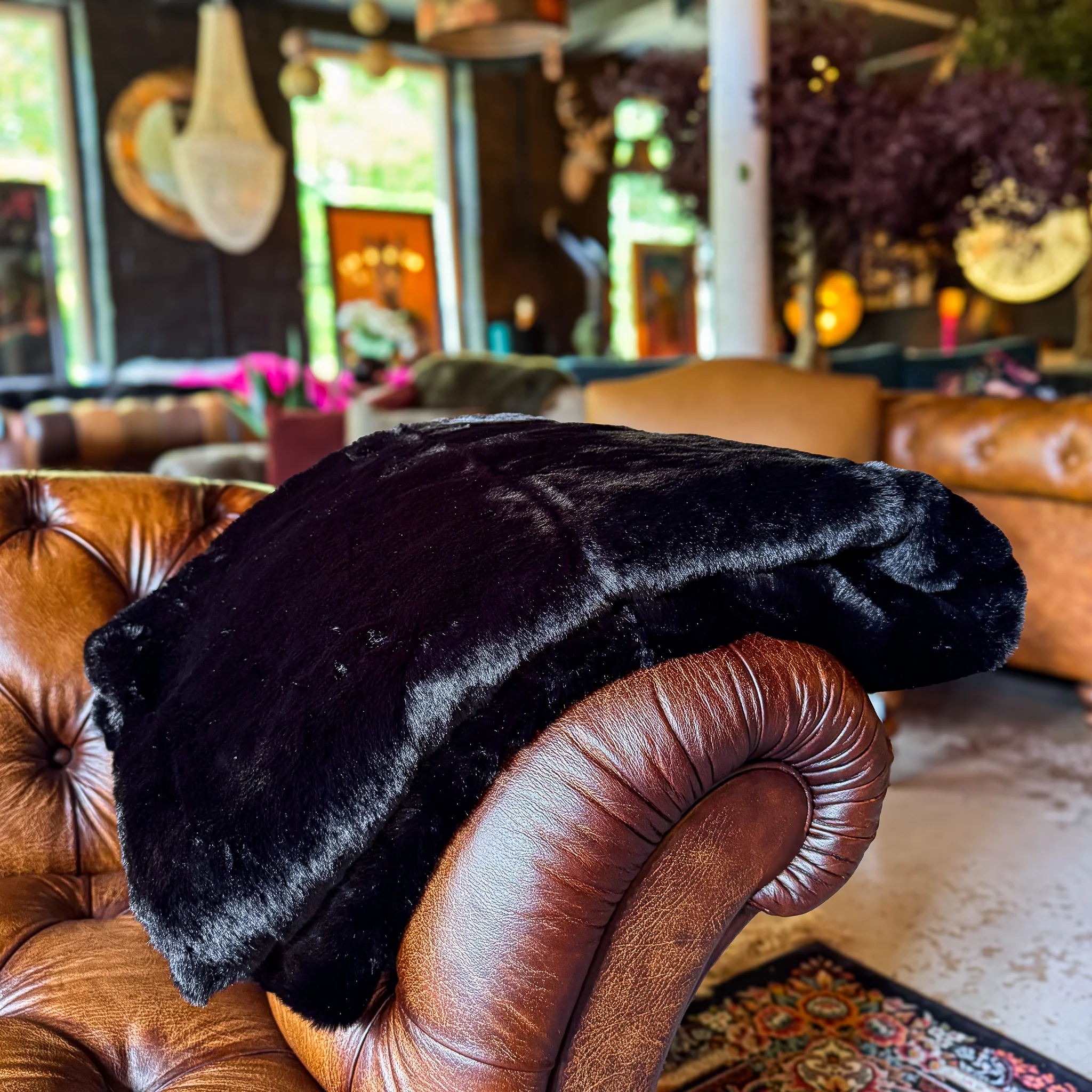 Throw Faux Fur in Jet Black - Clearance - Image 4