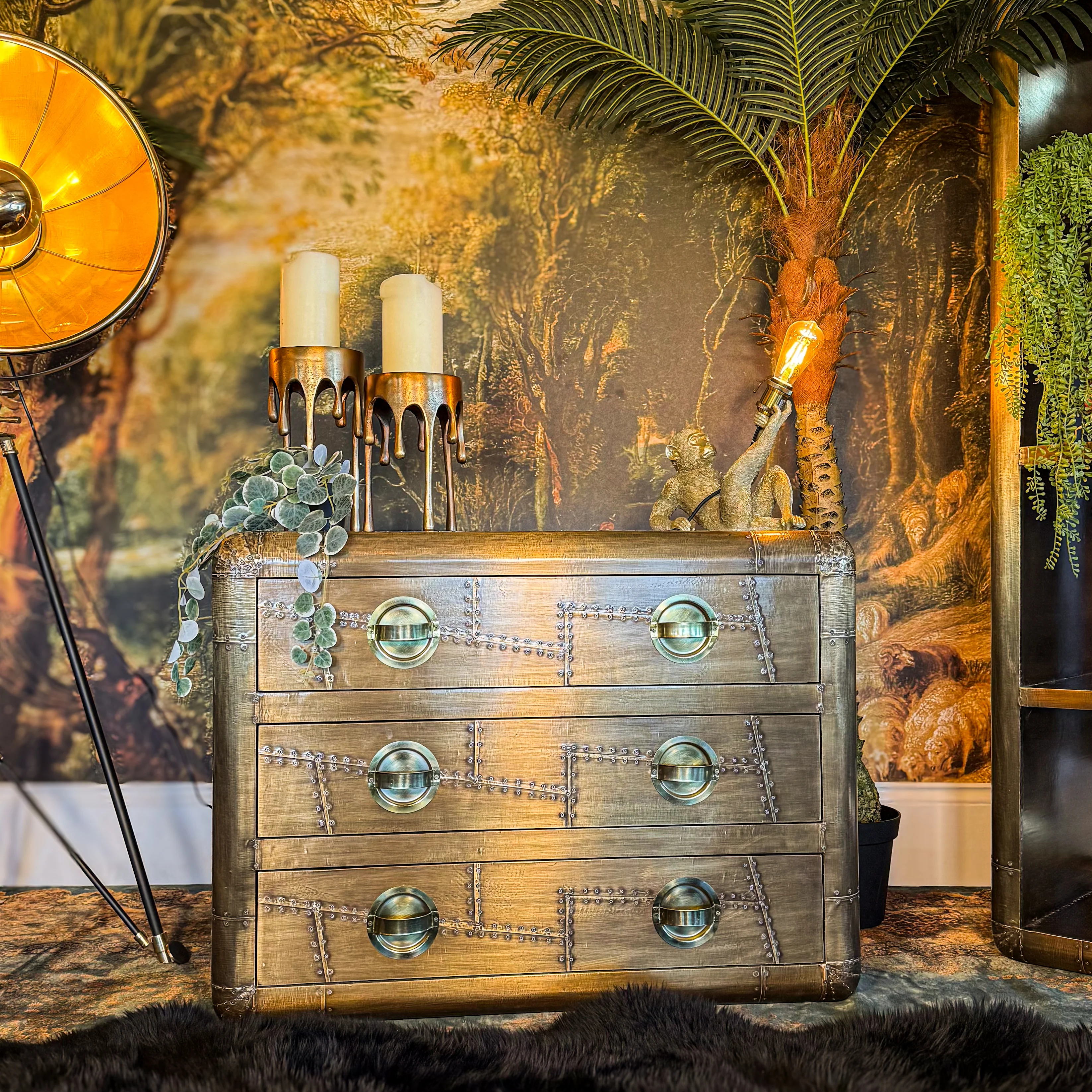 Timothy Aviator Chest Cabinet with Antique Brass Finish - Image 3
