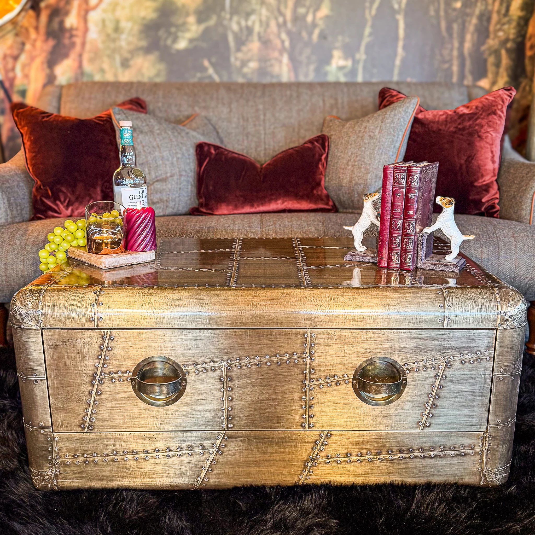 Timothy Aviator Coffee Table with Antique Brass Finish - New - Image 2