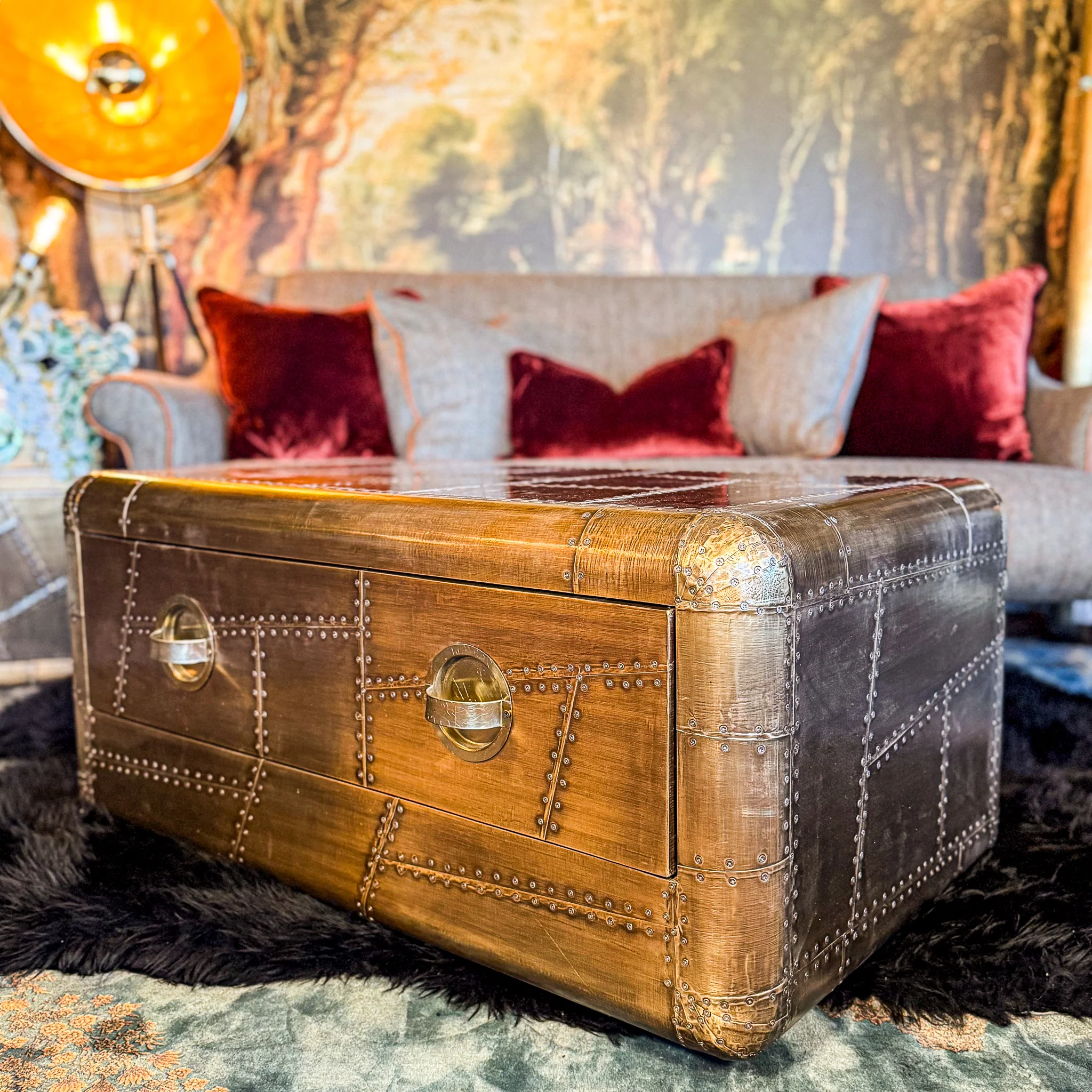 Timothy Aviator Coffee Table with Antique Brass Finish - New - Image 8