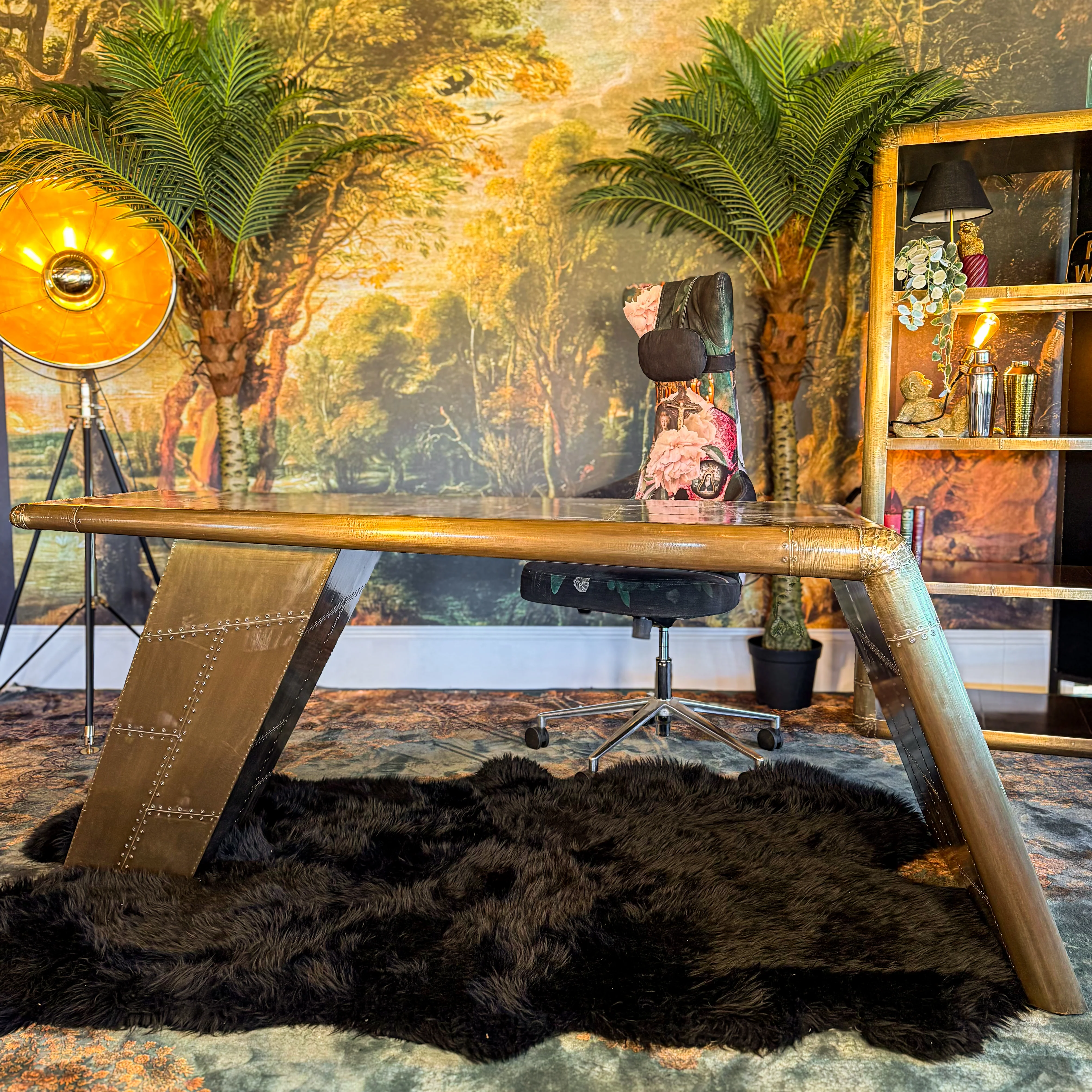 Timothy Aviator Wing Desk with Antique Brass Finish - Image 5