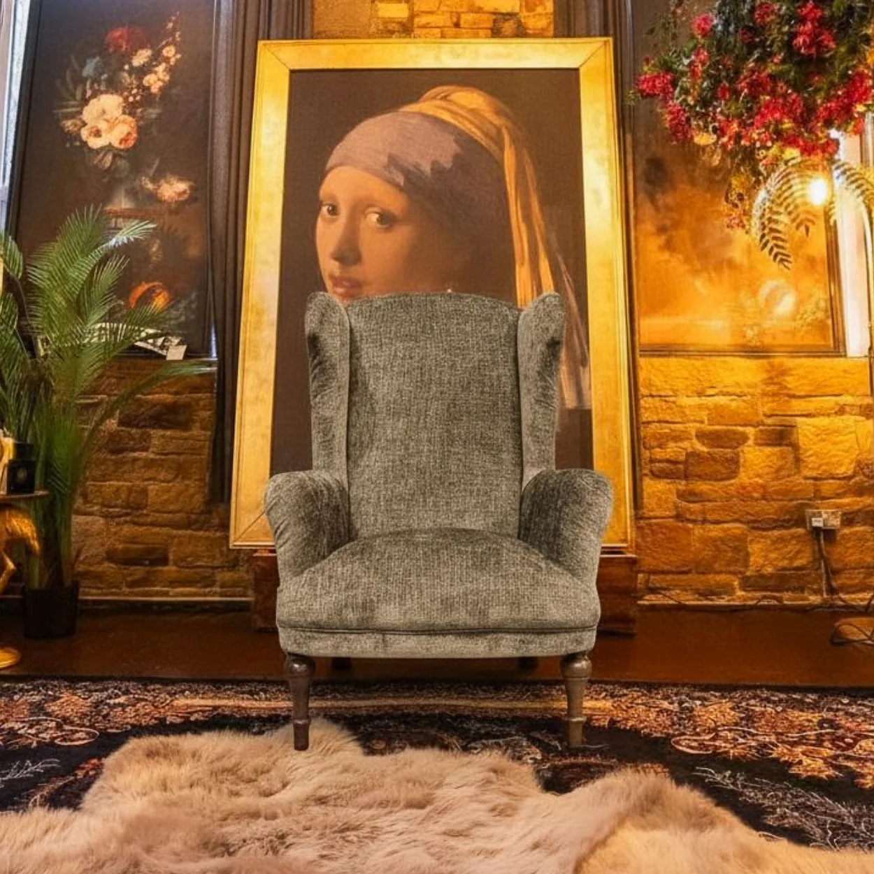 Winston Wingback Accent Chair in Eddy Khaki Velvet - Image 3