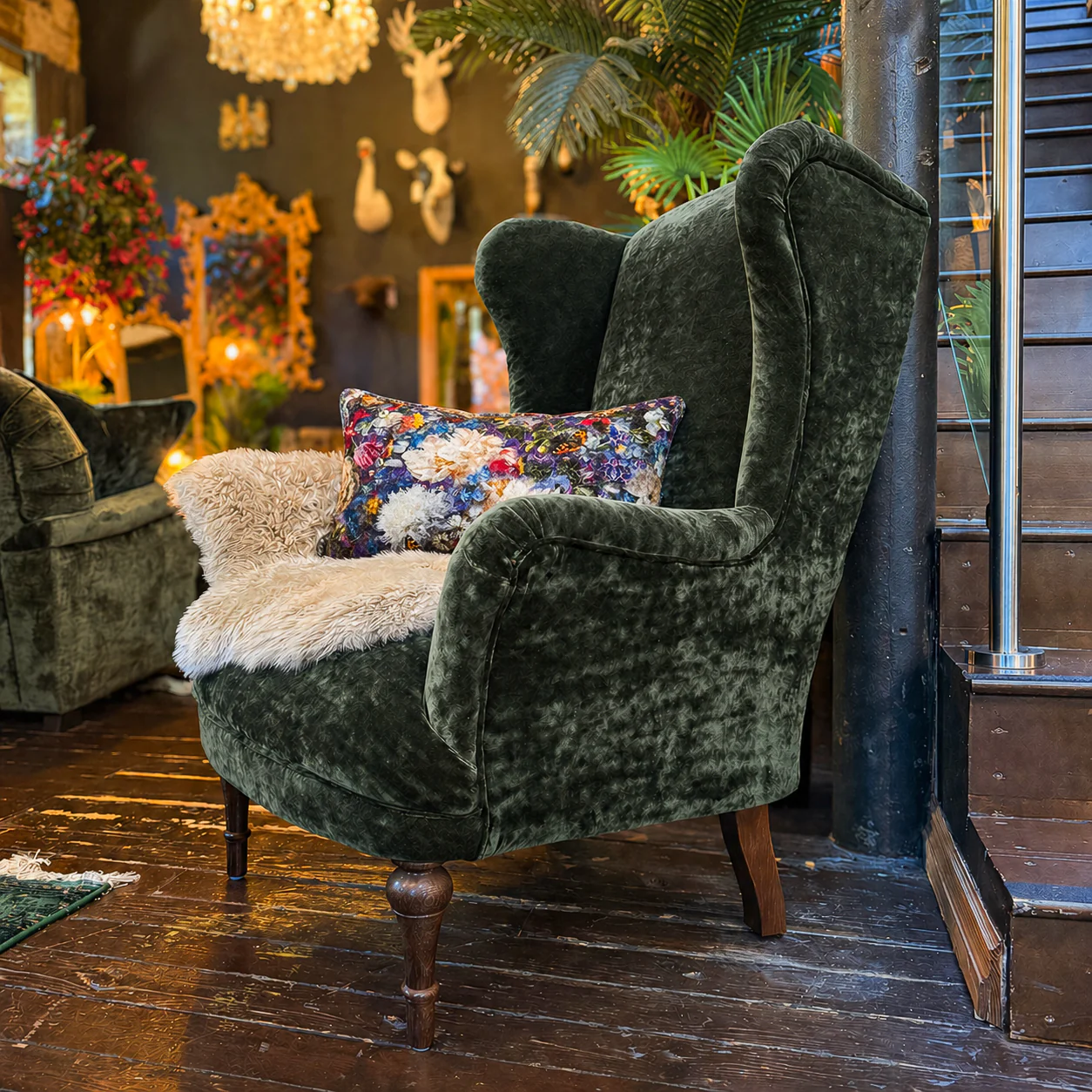 Winston Wingback Accent Chair in Sunshine Velvet - Image 14