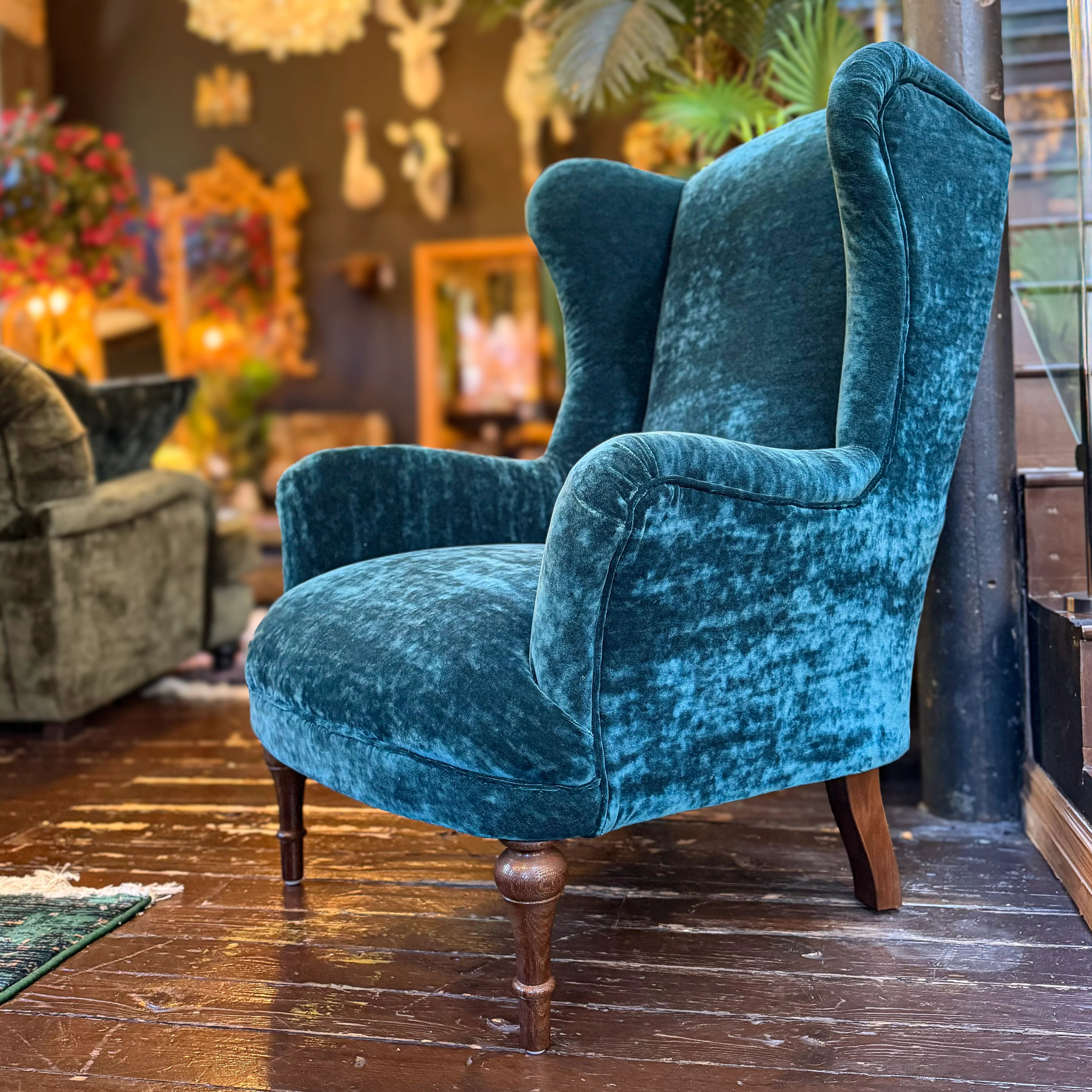Winston Wingback Accent Chair in Sunshine Velvet - Image 5