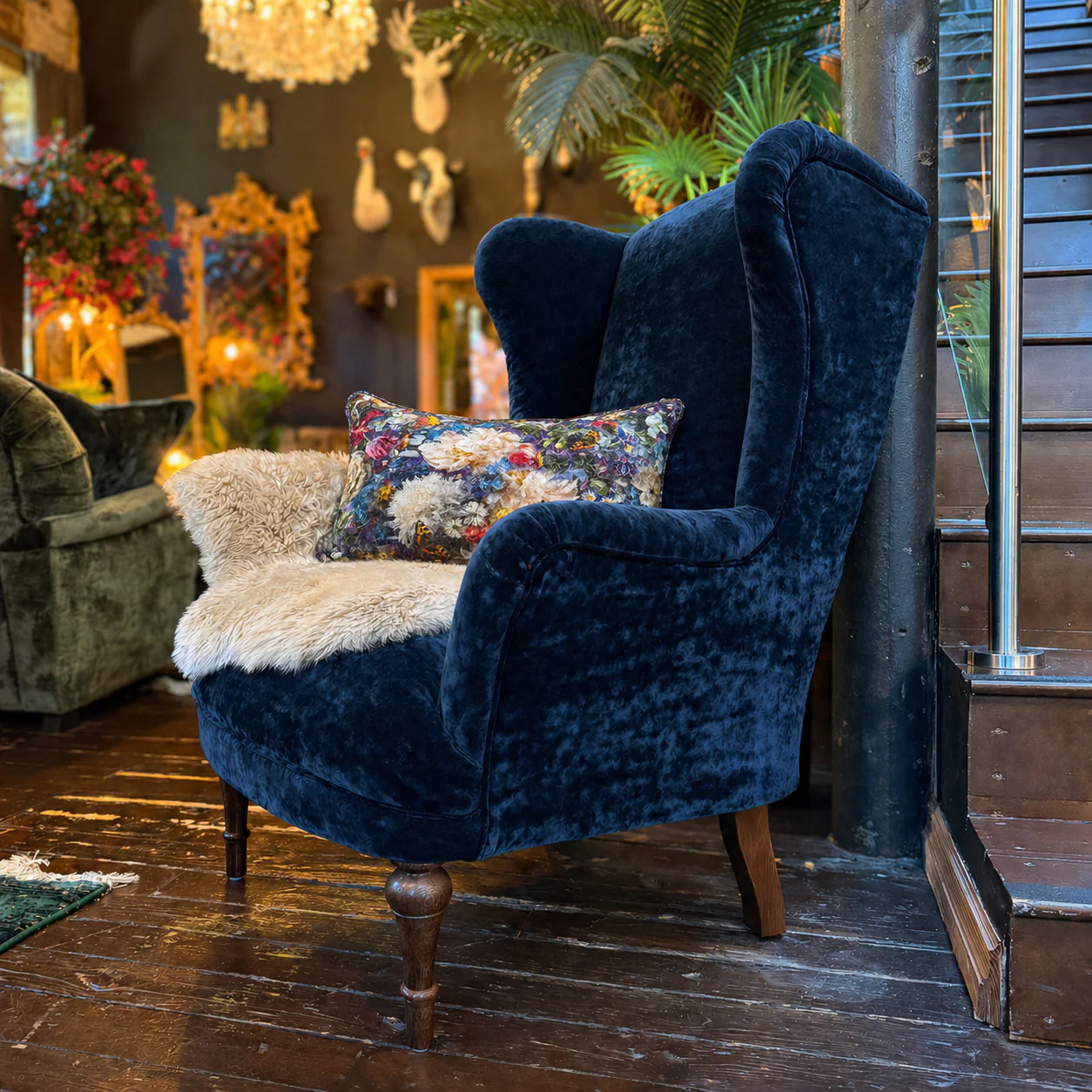Winston Wingback Accent Chair in Sunshine Velvet - Image 7
